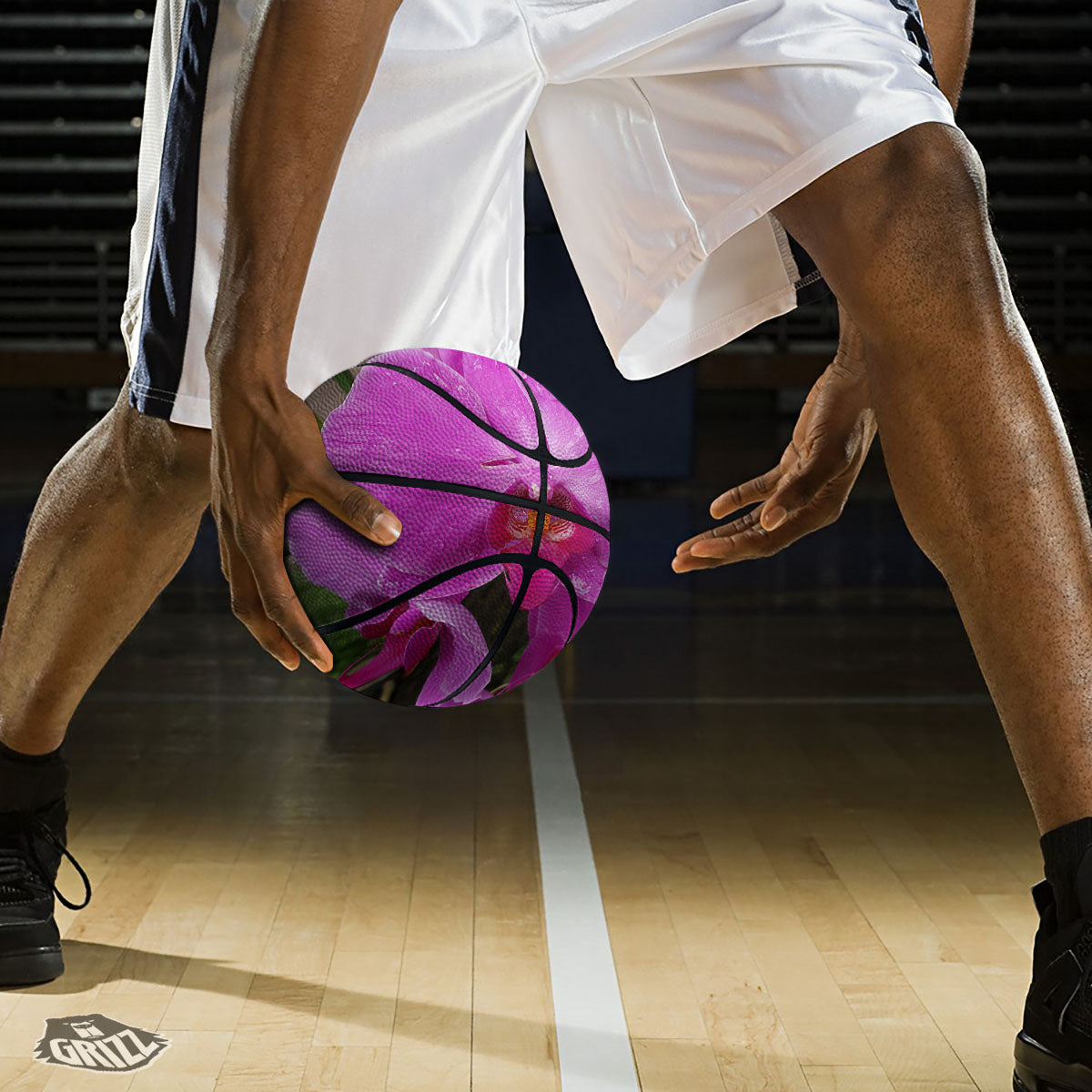 Orchid Flower Magenta Print Basketball-grizzshop