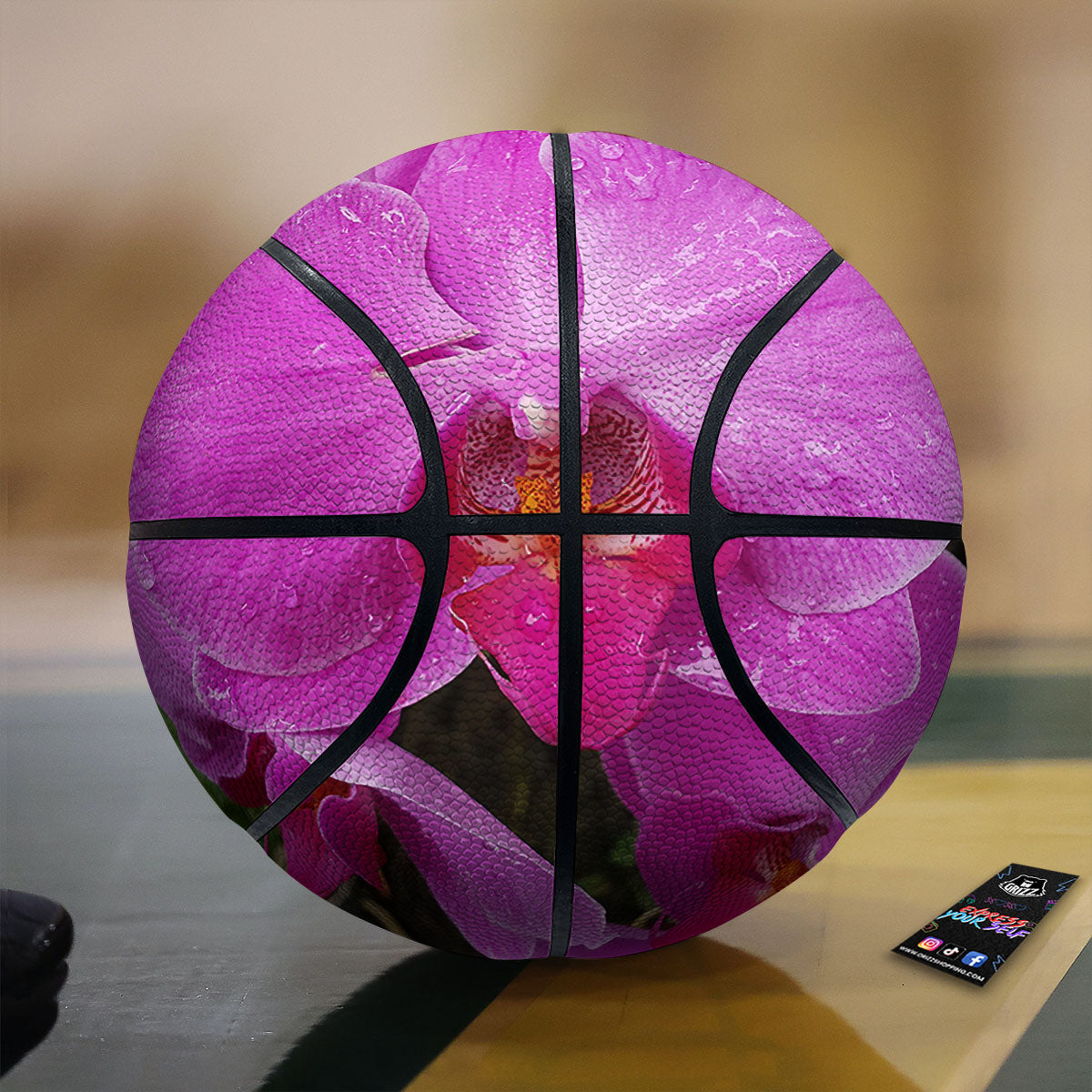 Orchid Flower Magenta Print Basketball-grizzshop