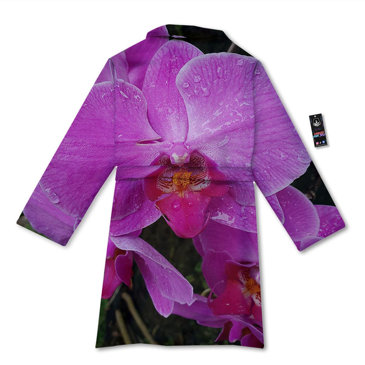Orchid Flower Magenta Print Bathrobe-grizzshop