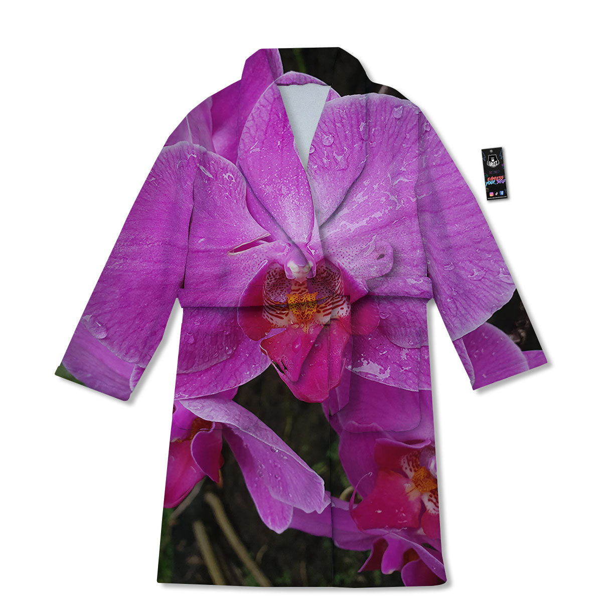 Orchid Flower Magenta Print Bathrobe-grizzshop