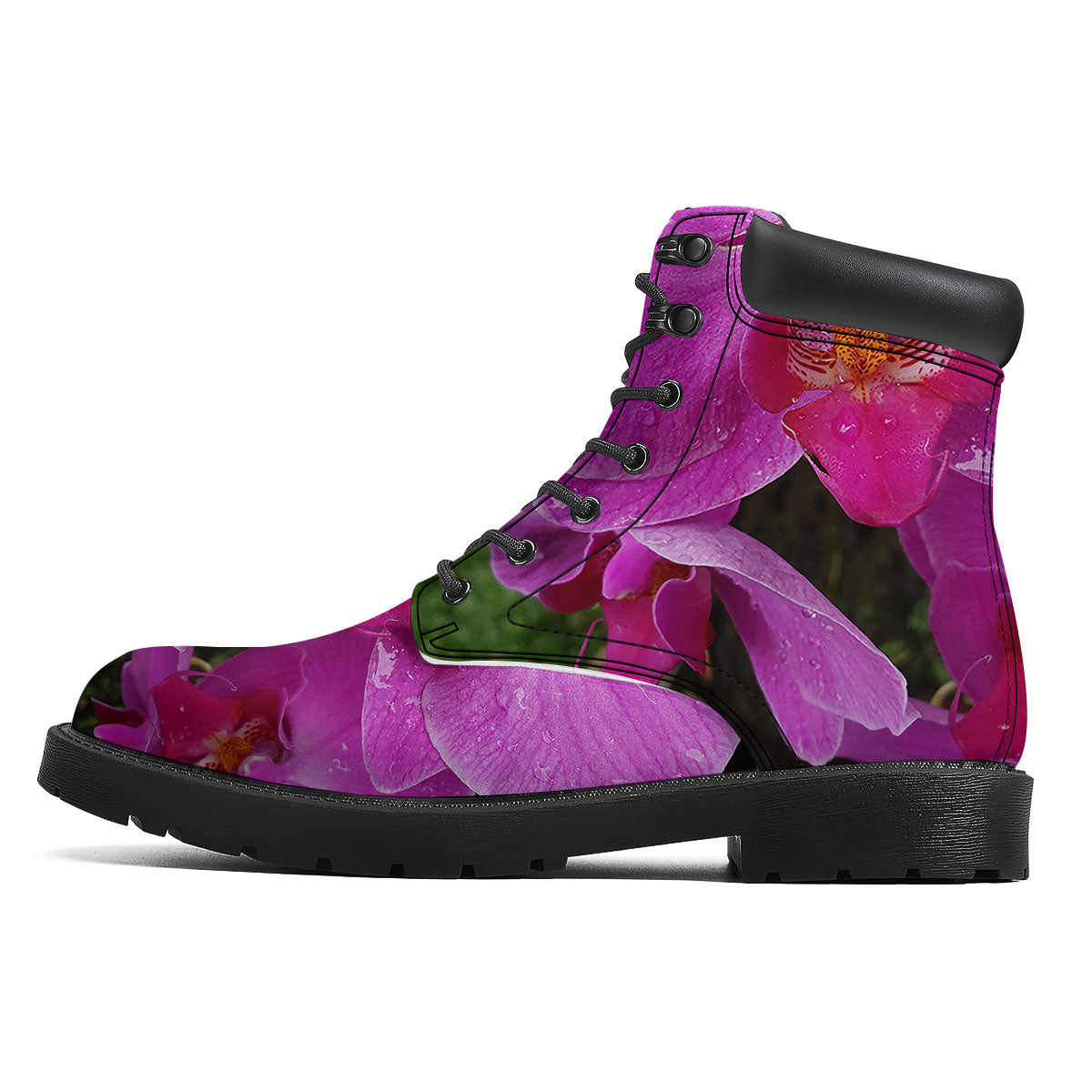 Orchid Flower Magenta Print Boots-grizzshop