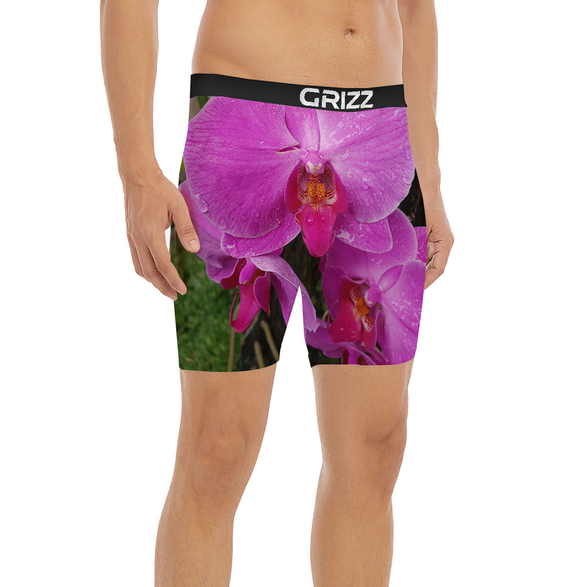 Orchid Flower Magenta Print Boxer Briefs-grizzshop