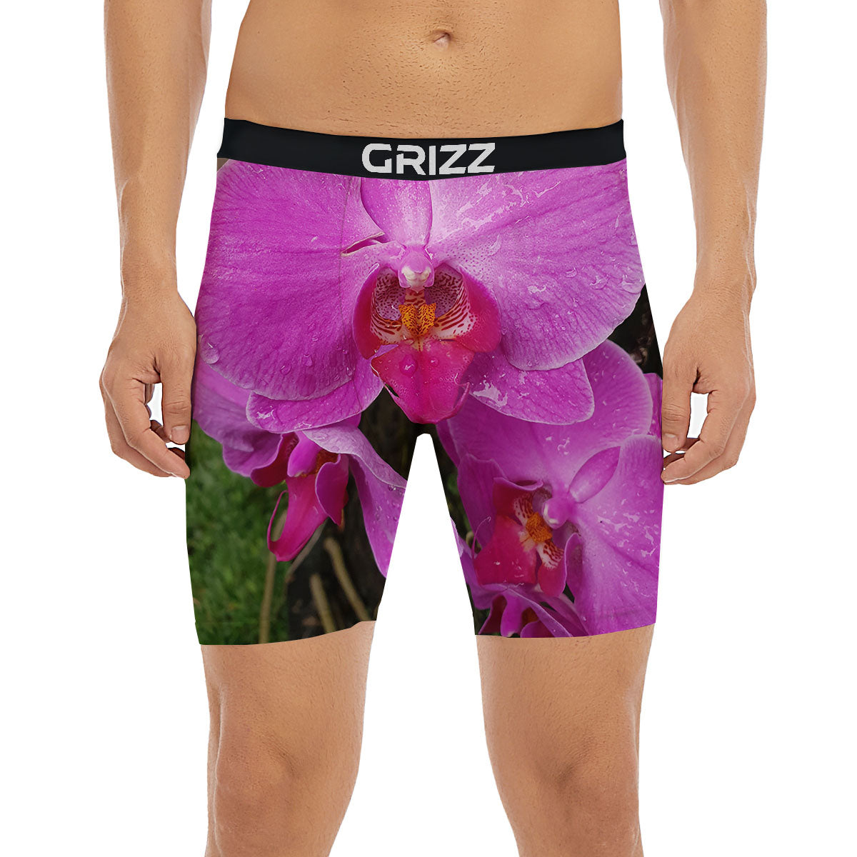 Orchid Flower Magenta Print Boxer Briefs-grizzshop