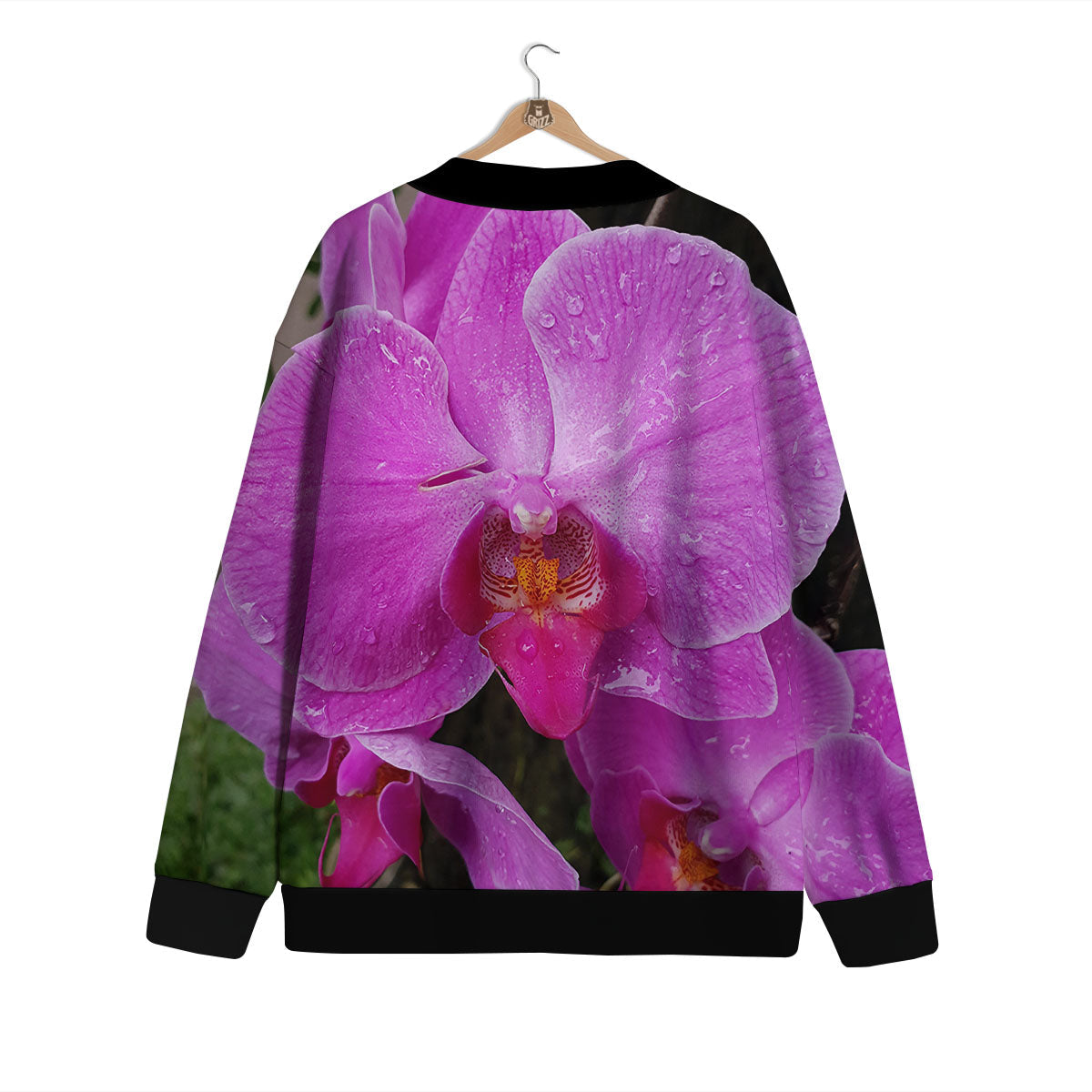 Orchid Flower Magenta Print Cardigan-grizzshop