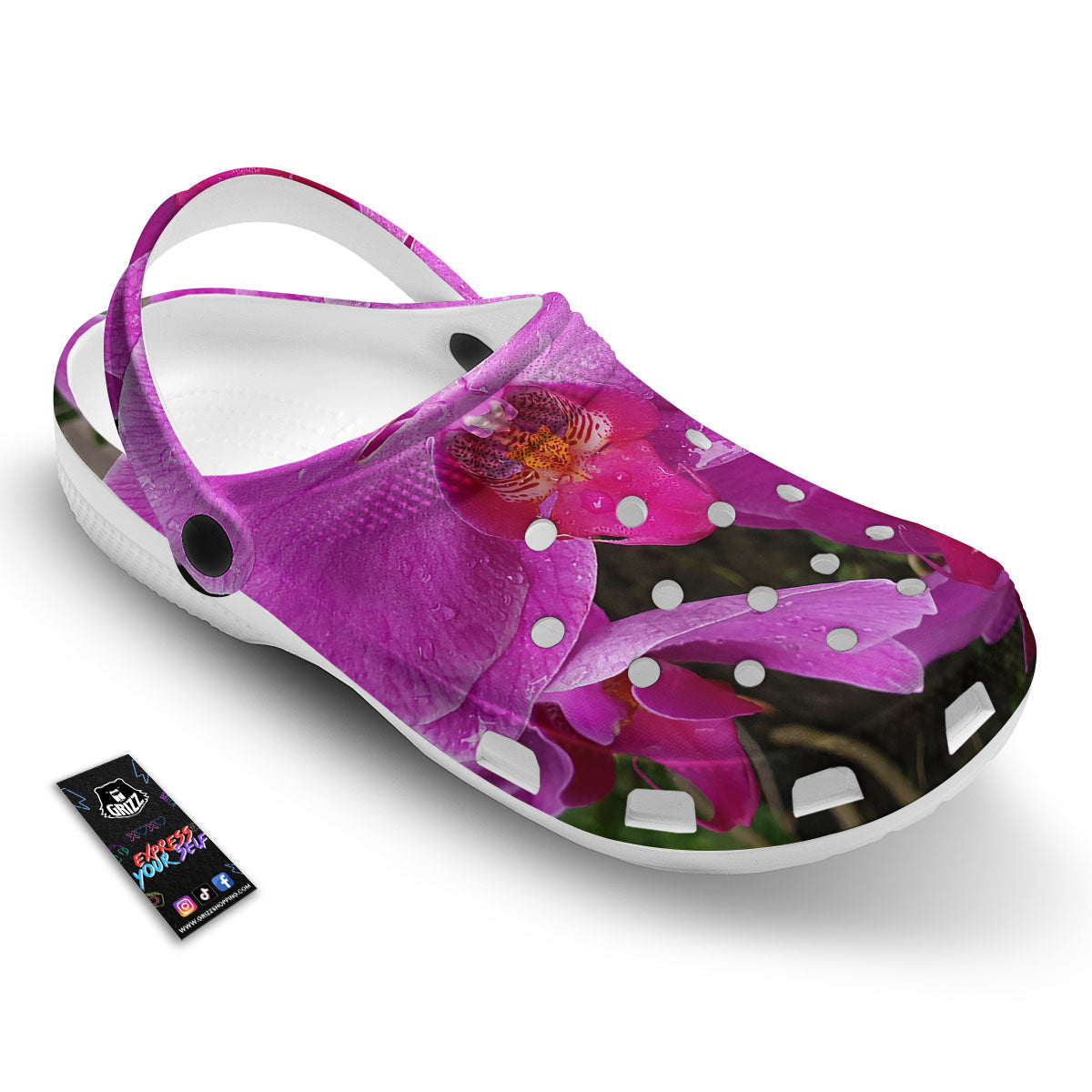 Orchid Flower Magenta Print Clog-grizzshop