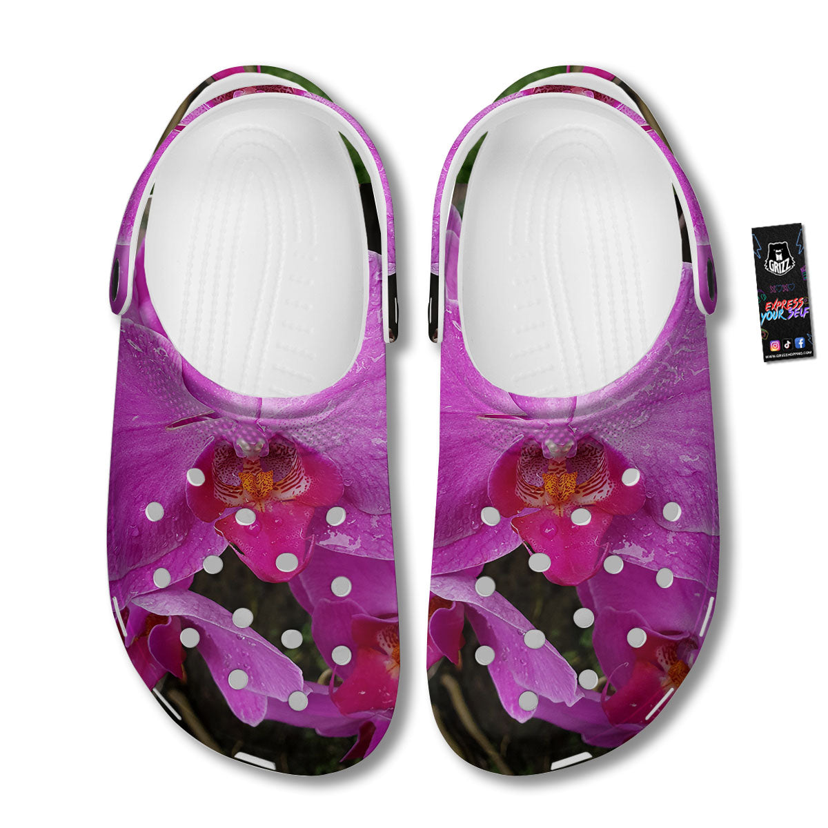 Orchid Flower Magenta Print Clog-grizzshop