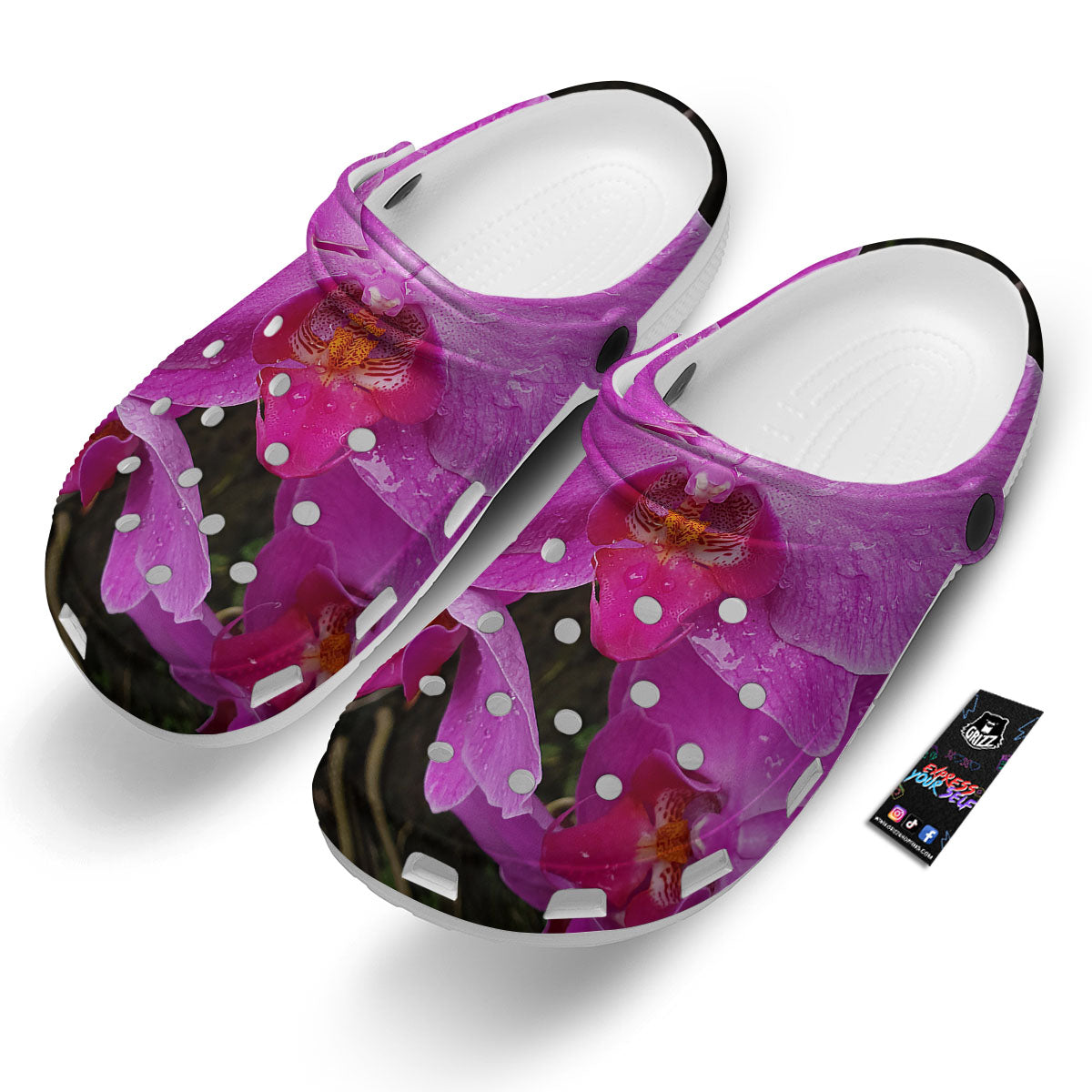 Orchid Flower Magenta Print Clog-grizzshop