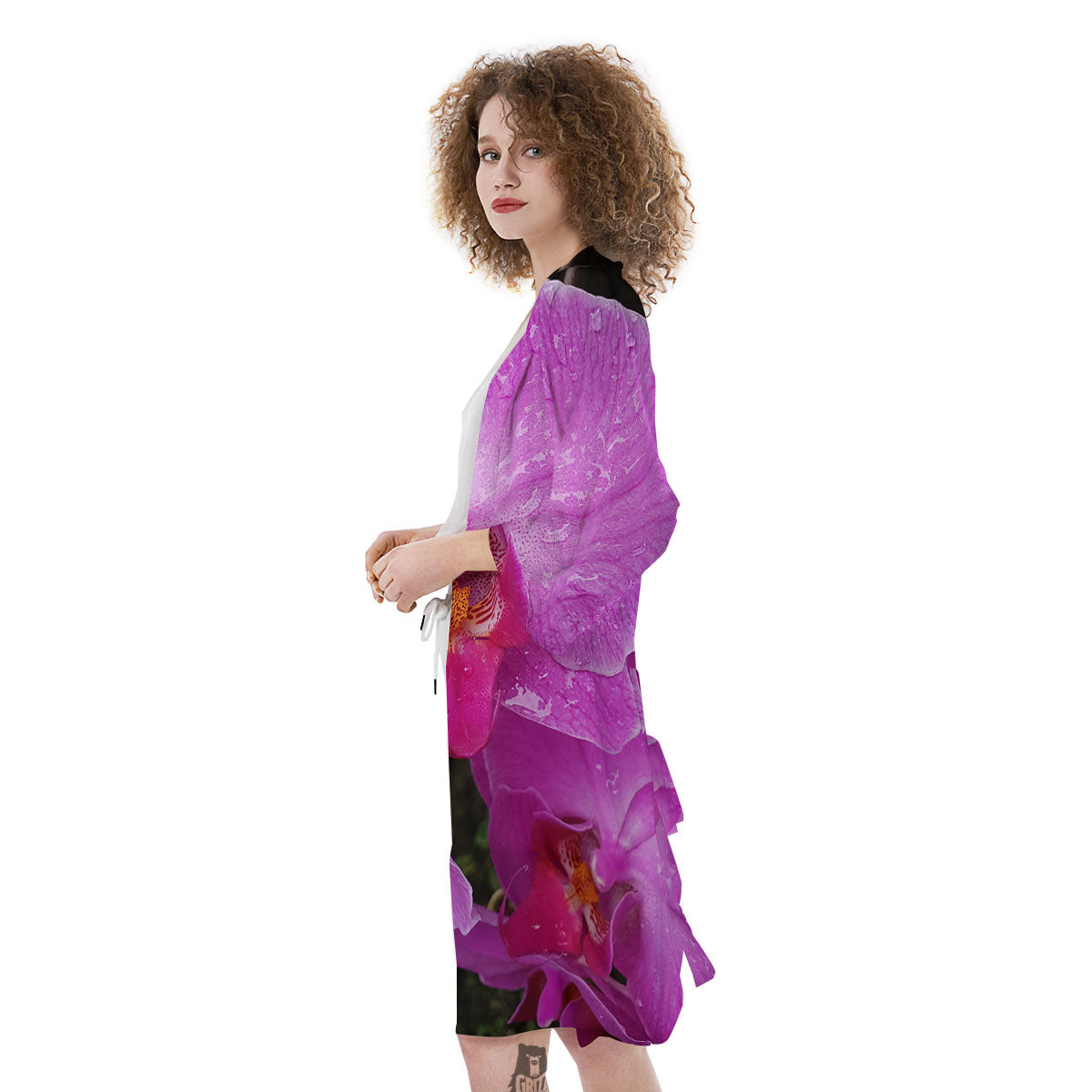 Orchid Flower Magenta Print Kimono-grizzshop