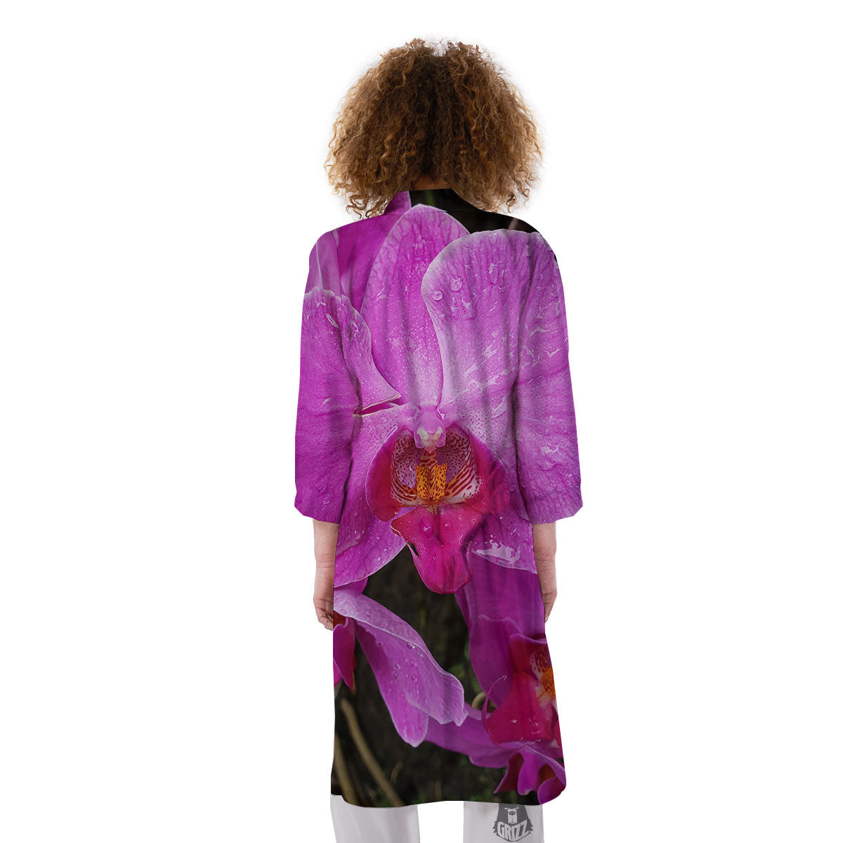 Orchid Flower Magenta Print Kimono-grizzshop