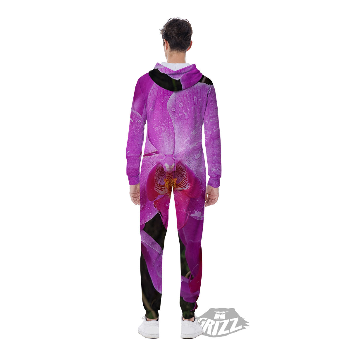Orchid Flower Magenta Print Men's Jumpsuit-grizzshop