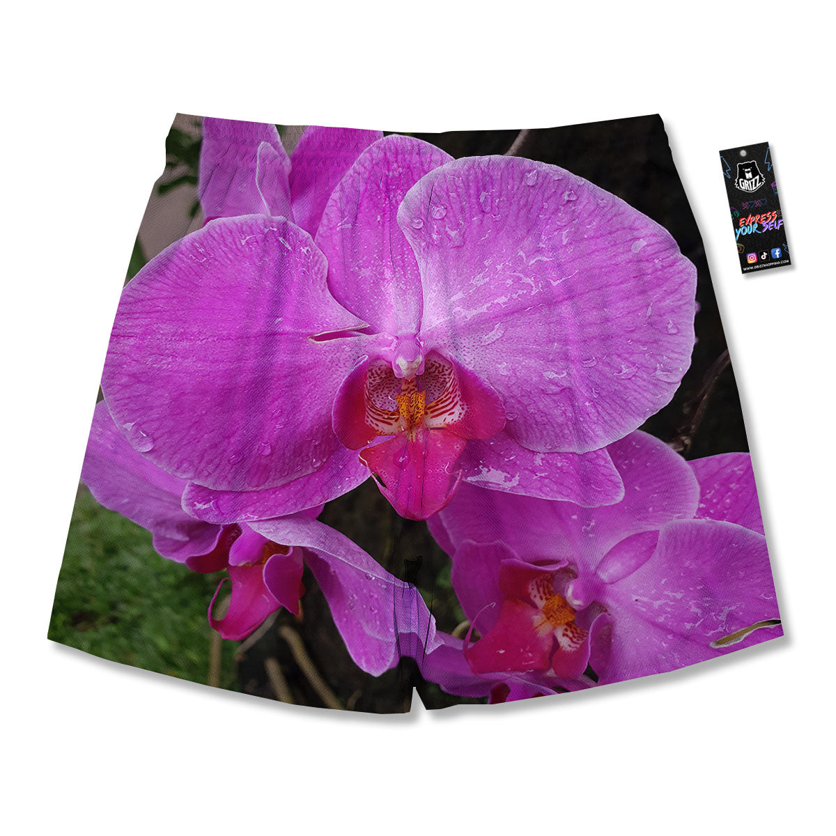 Orchid Flower Magenta Print Men's Running Shorts-grizzshop