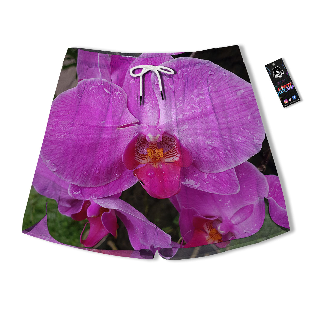 Orchid Flower Magenta Print Men's Running Shorts-grizzshop