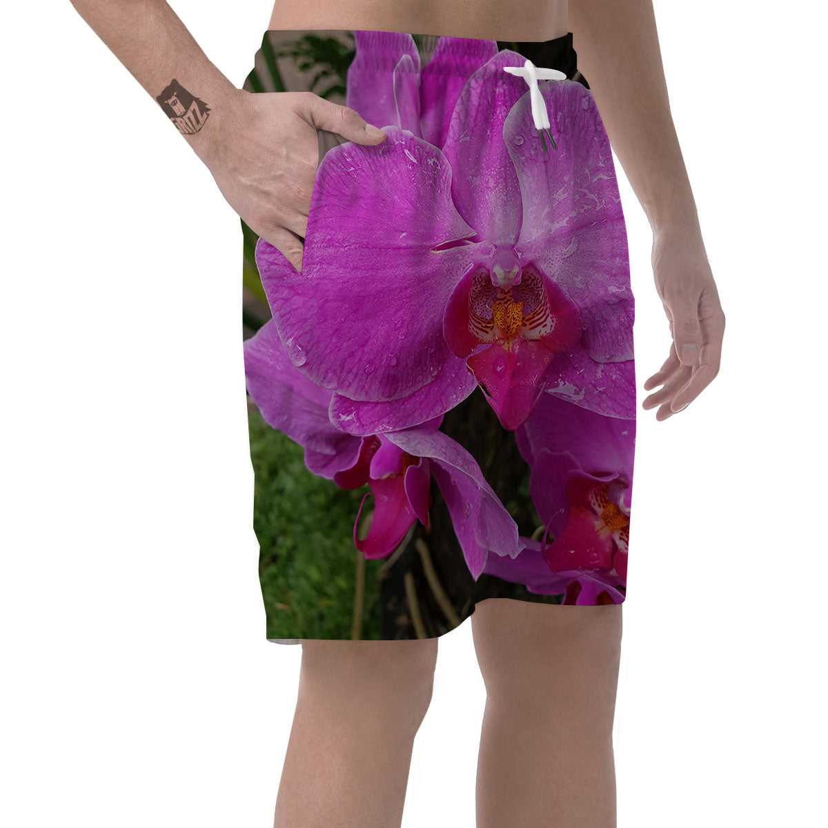 Orchid Flower Magenta Print Men's Shorts-grizzshop