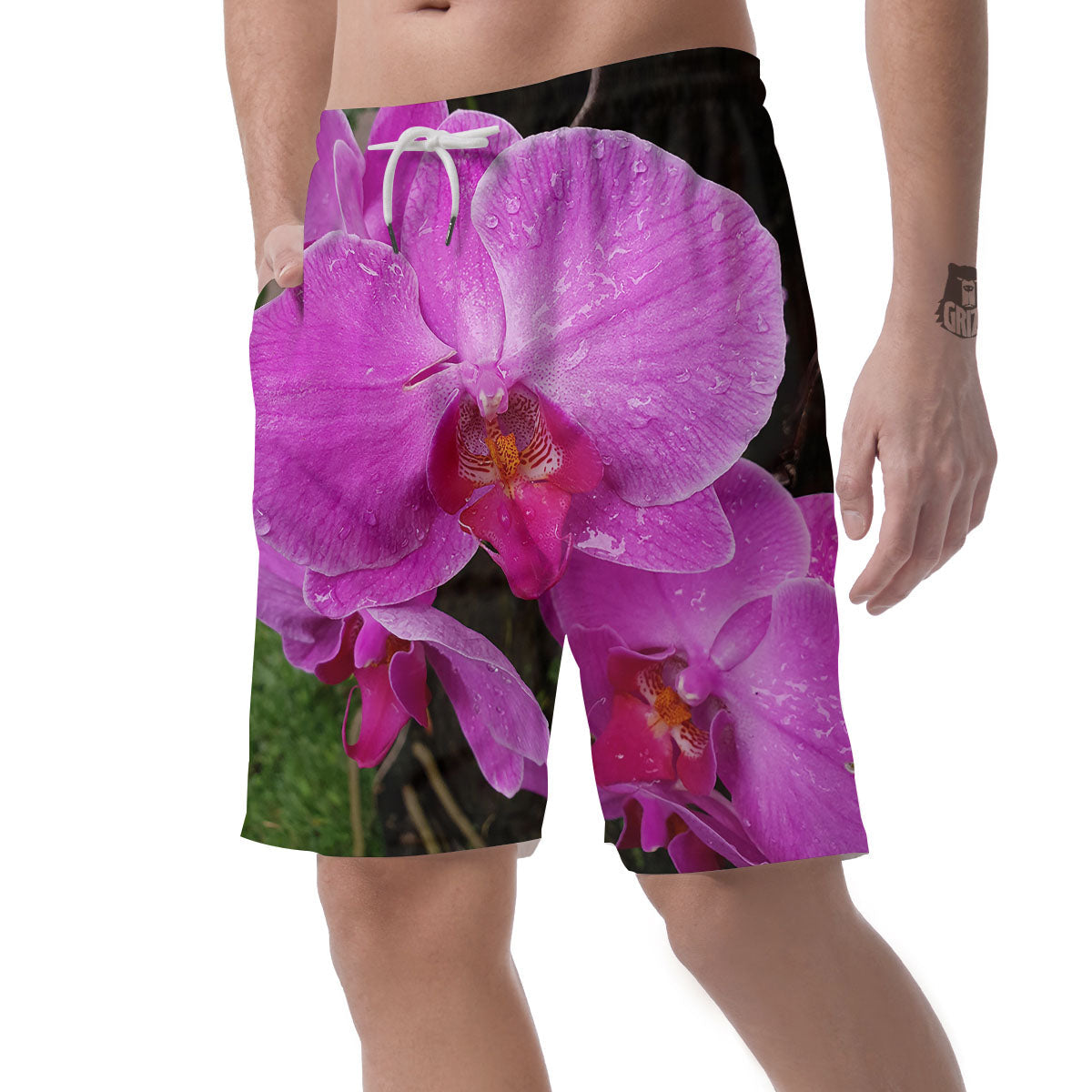 Orchid Flower Magenta Print Men's Shorts-grizzshop