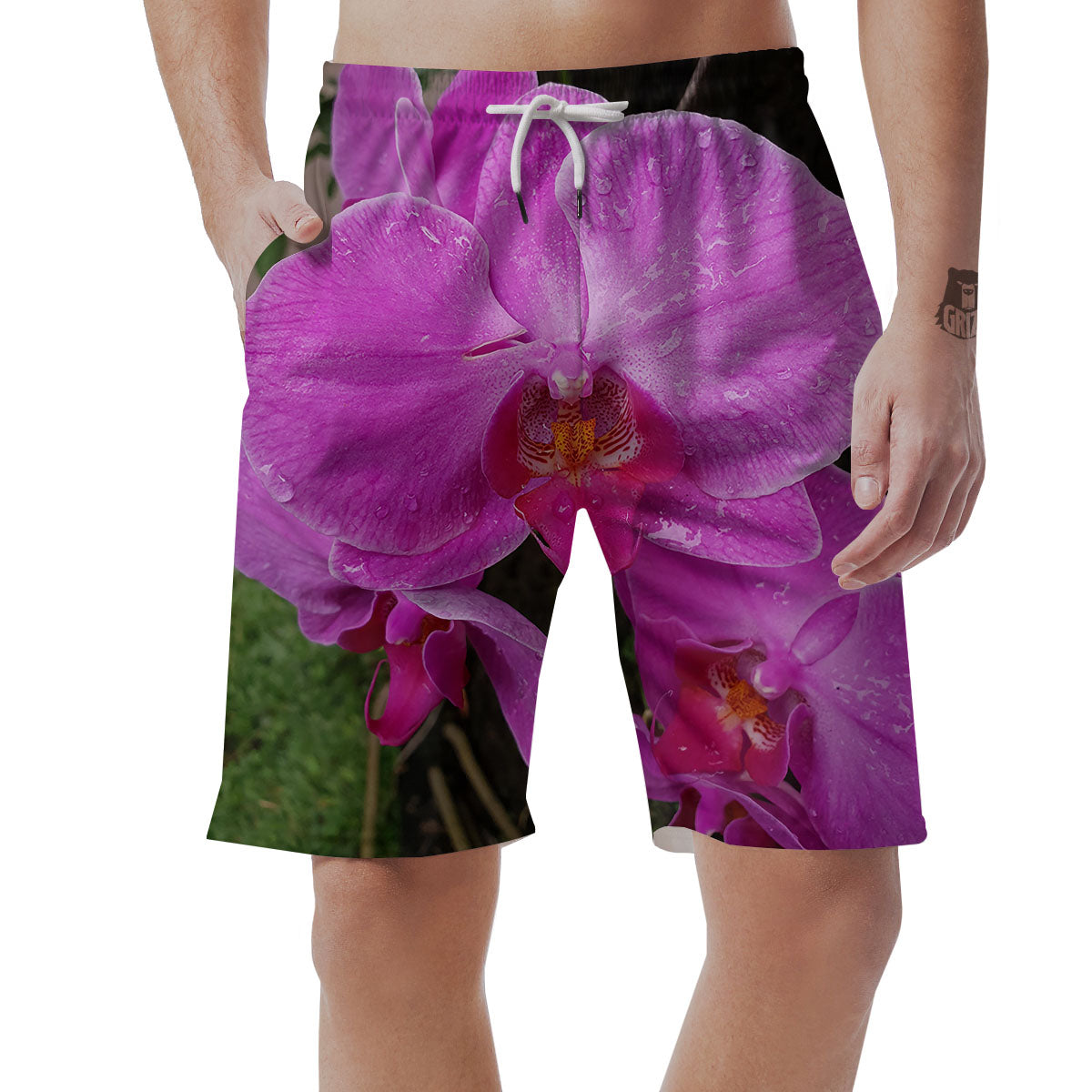 Orchid Flower Magenta Print Men's Shorts-grizzshop