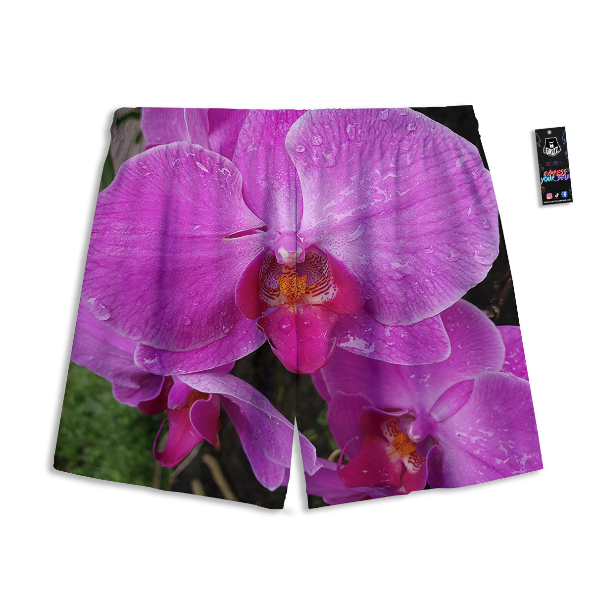 Orchid Flower Magenta Print Mesh Shorts