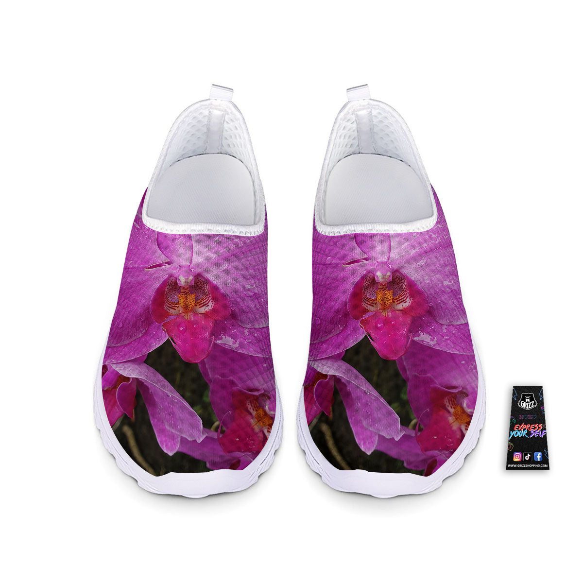 Orchid Flower Magenta Print Nurse Shoes-grizzshop
