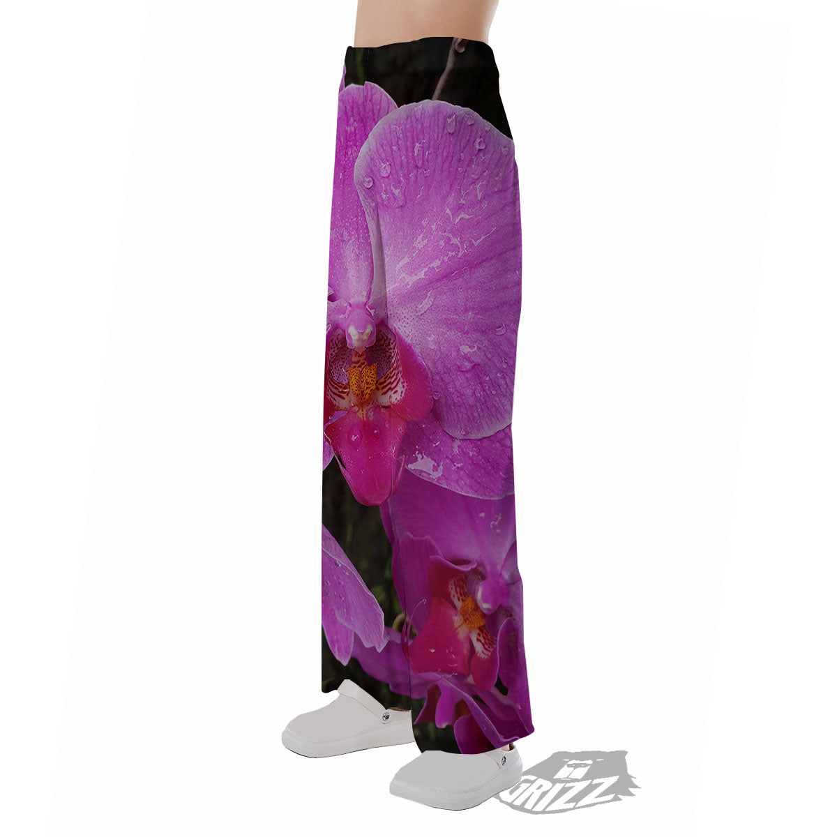Orchid Flower Magenta Print Pajama Pants-grizzshop
