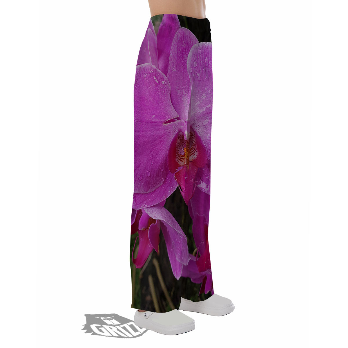 Orchid Flower Magenta Print Pajama Pants-grizzshop
