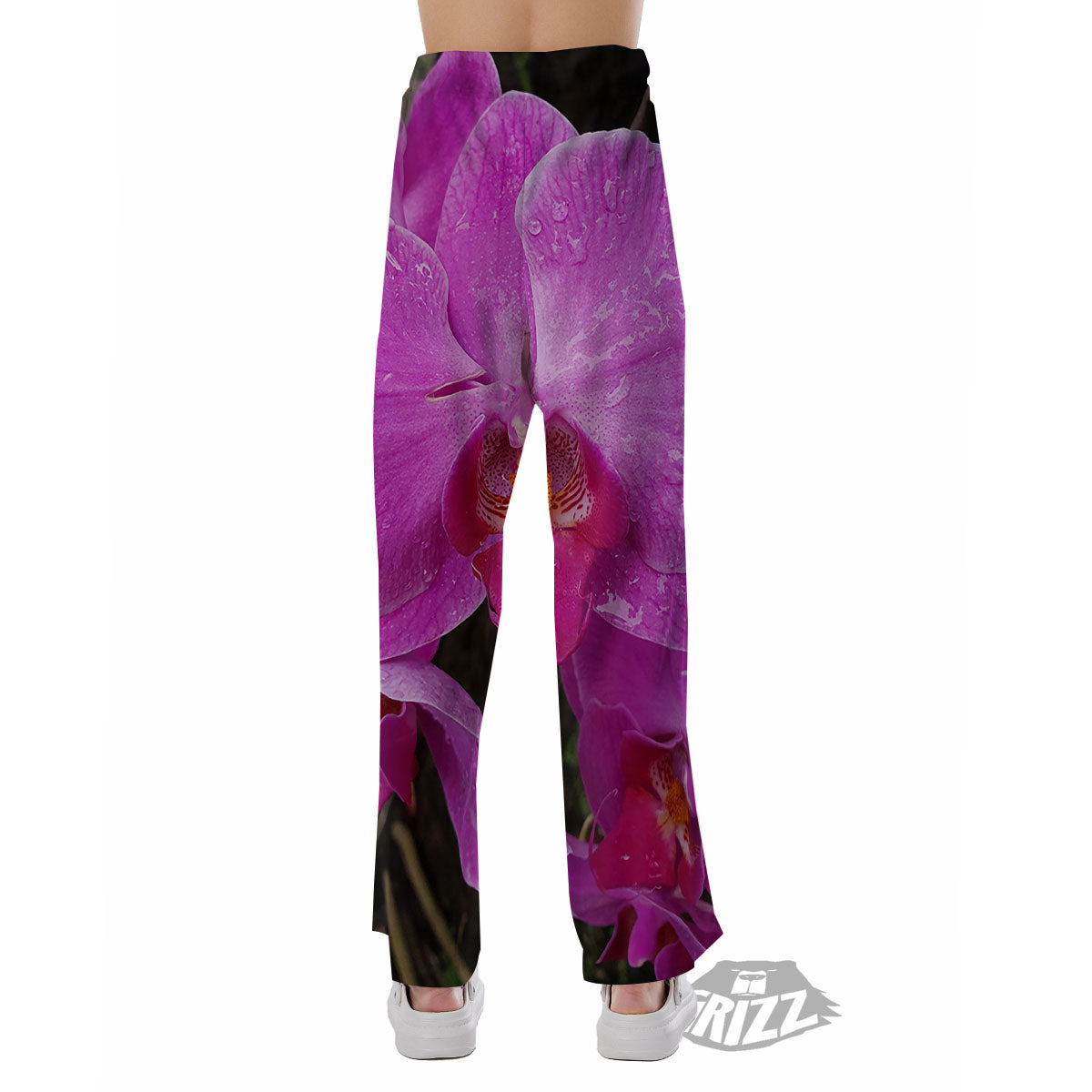 Orchid Flower Magenta Print Pajama Pants-grizzshop