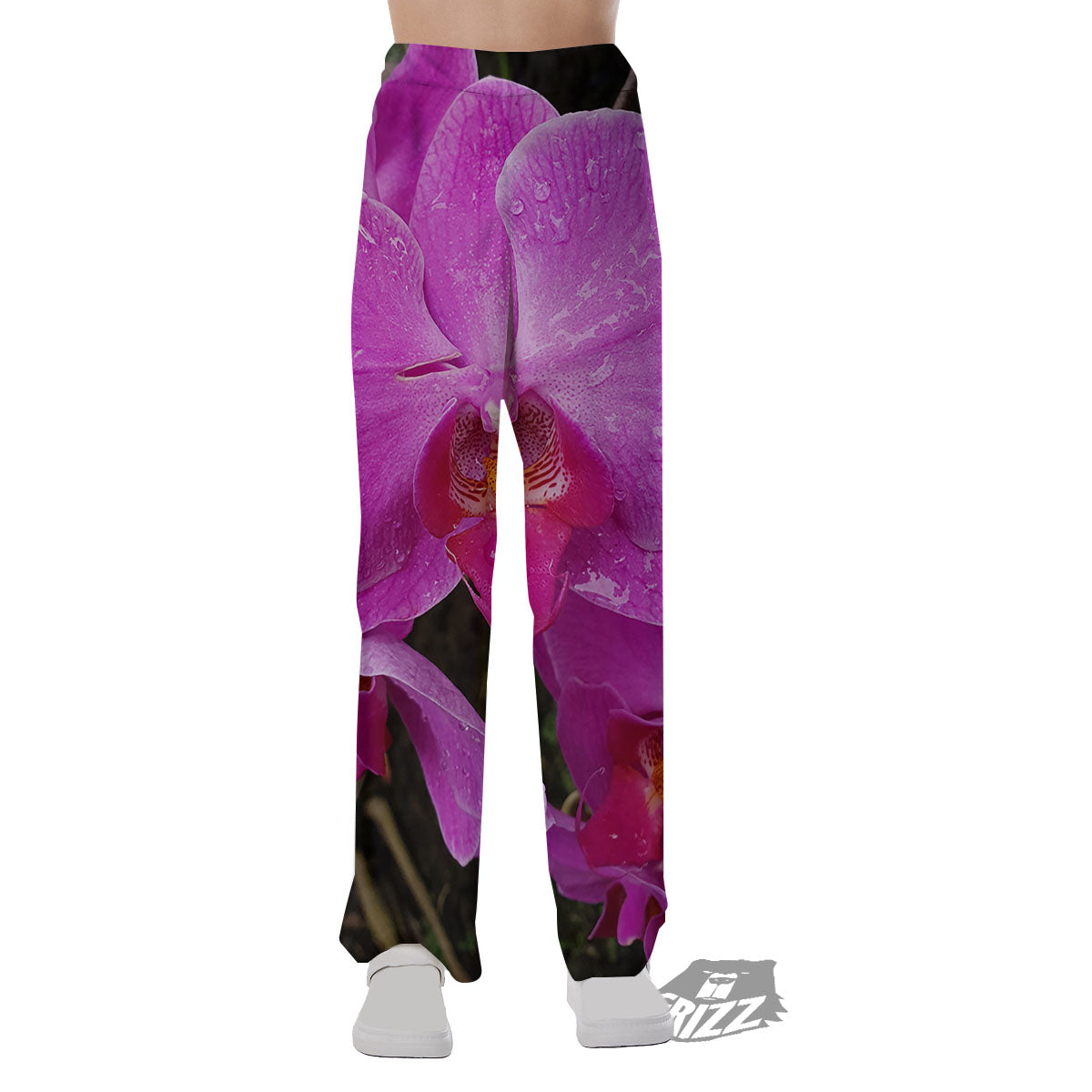 Orchid Flower Magenta Print Pajama Pants-grizzshop
