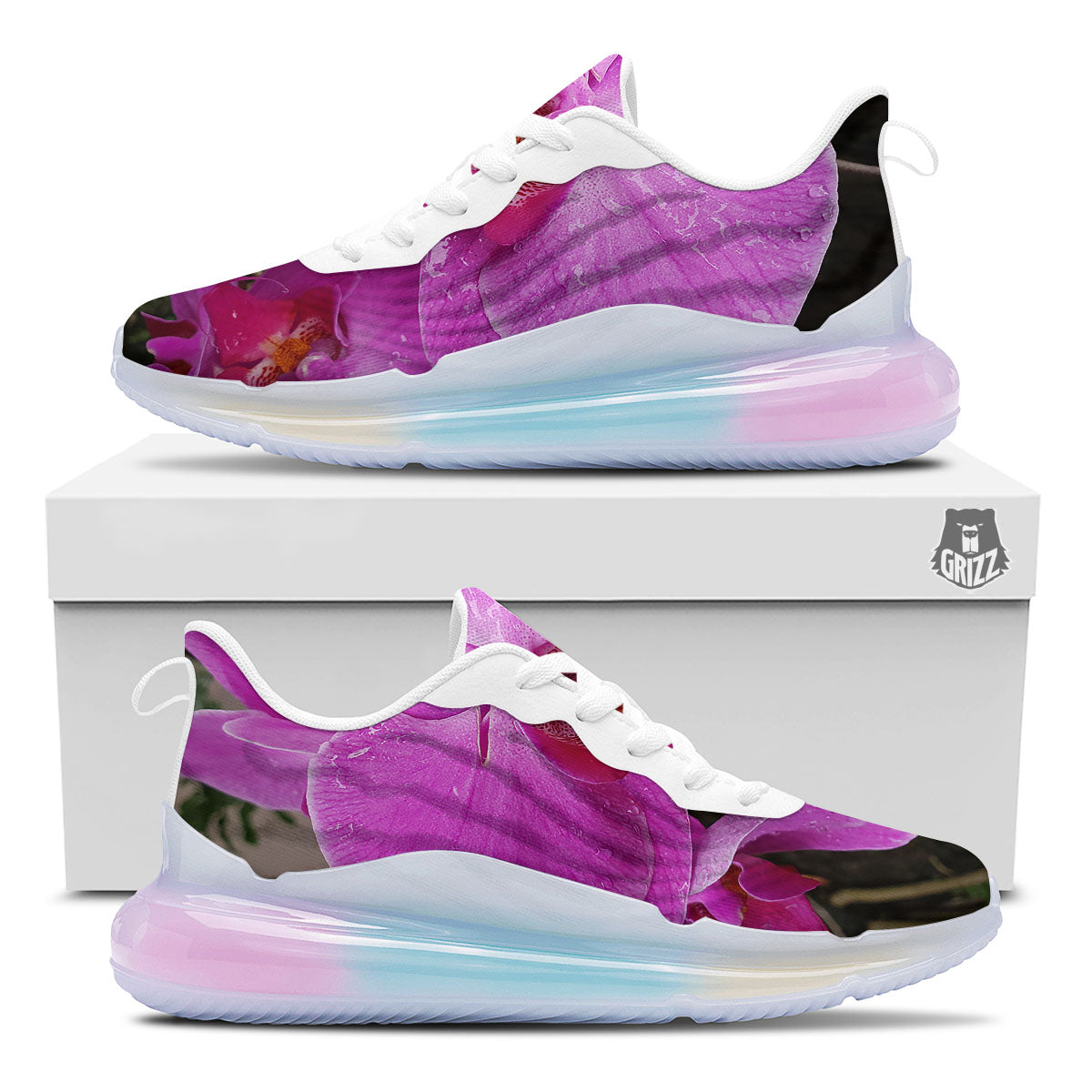 Orchid Flower Magenta Print Running Sneakers-grizzshop