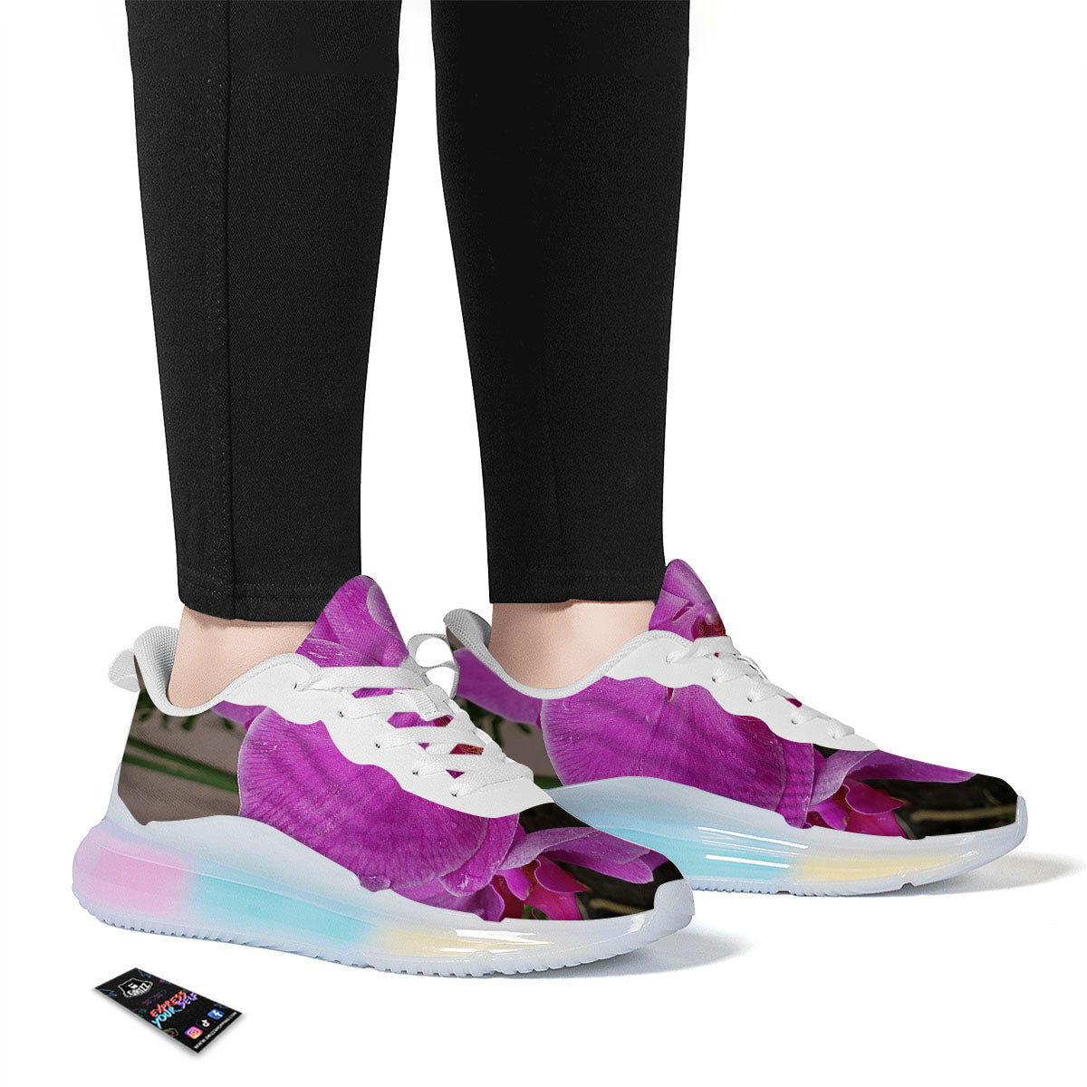 Orchid Flower Magenta Print Running Sneakers-grizzshop