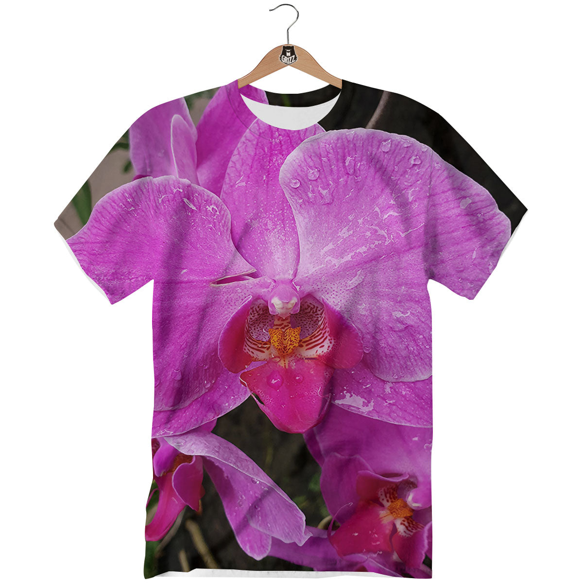 Orchid Flower Magenta Print T-Shirt-grizzshop