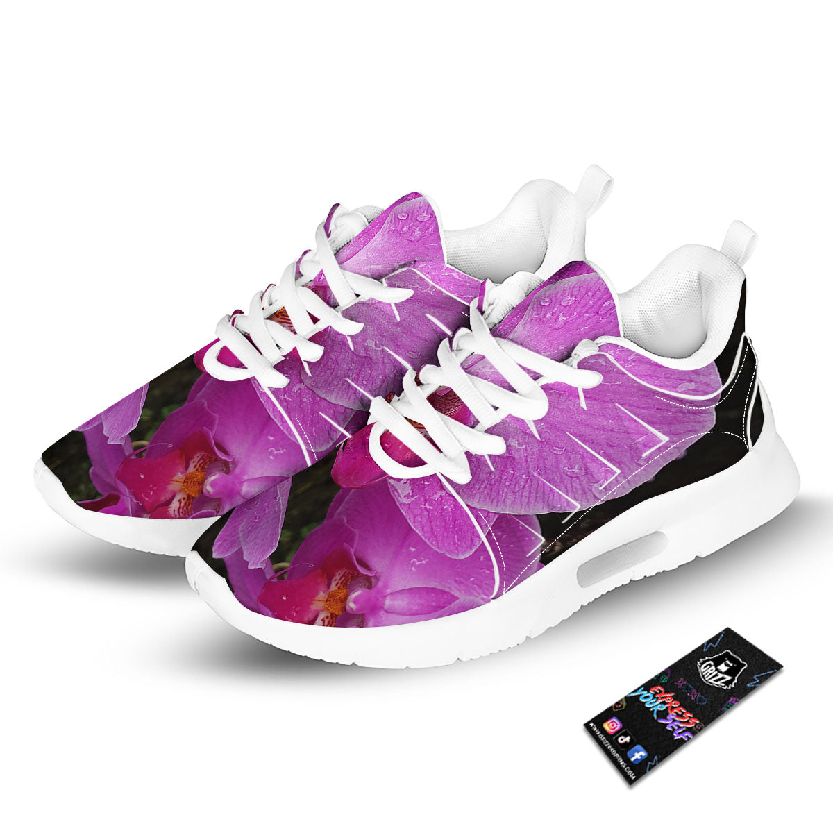 Orchid Flower Magenta Print Tennis Shoes-grizzshop