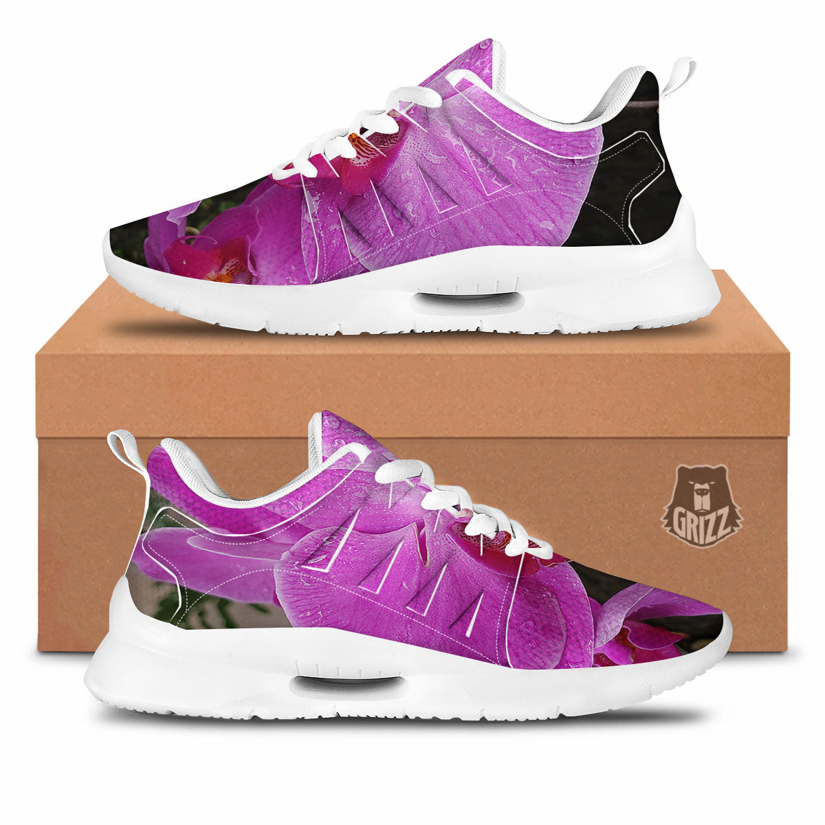 Orchid Flower Magenta Print Tennis Shoes-grizzshop