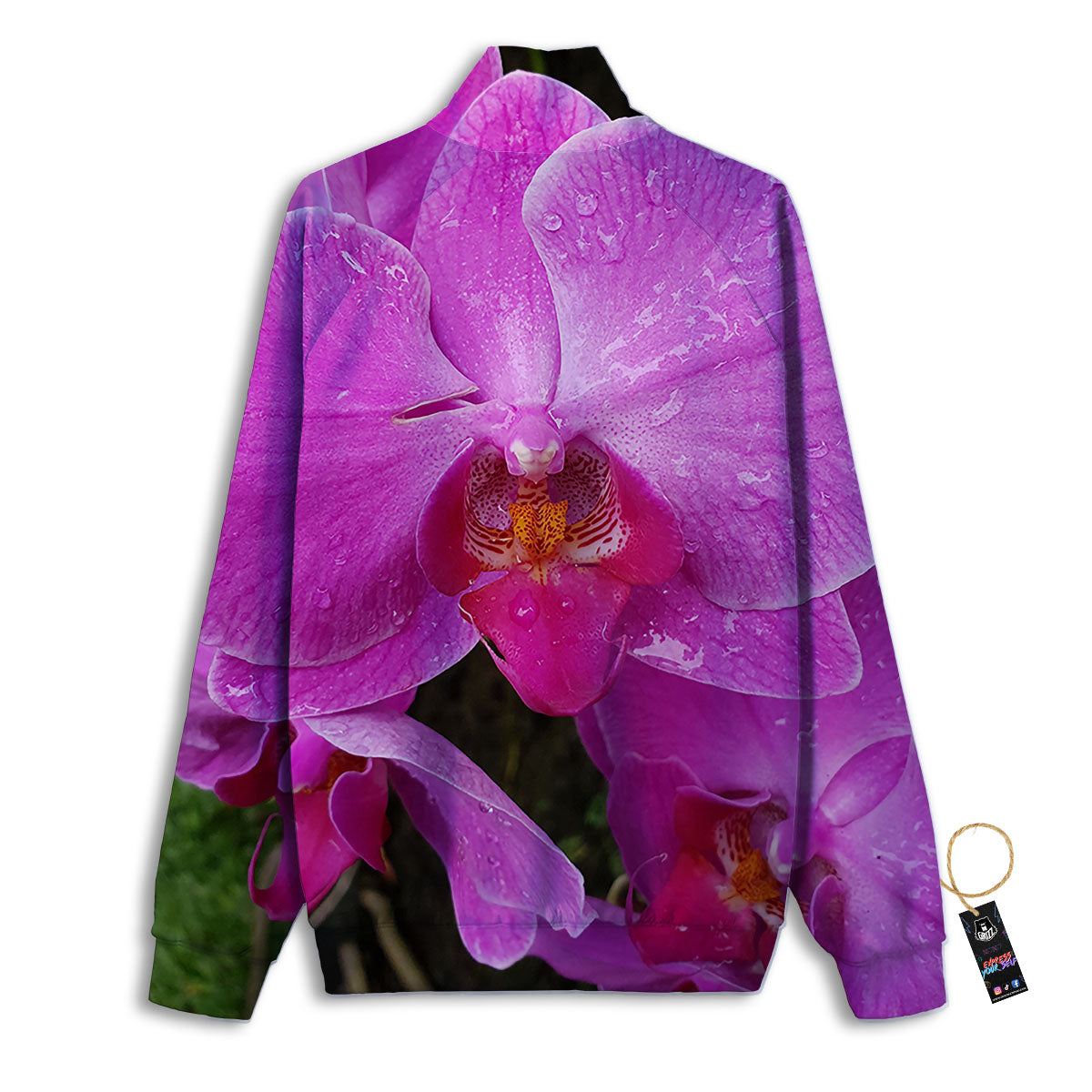 Orchid Flower Magenta Print Track Jacket-grizzshop