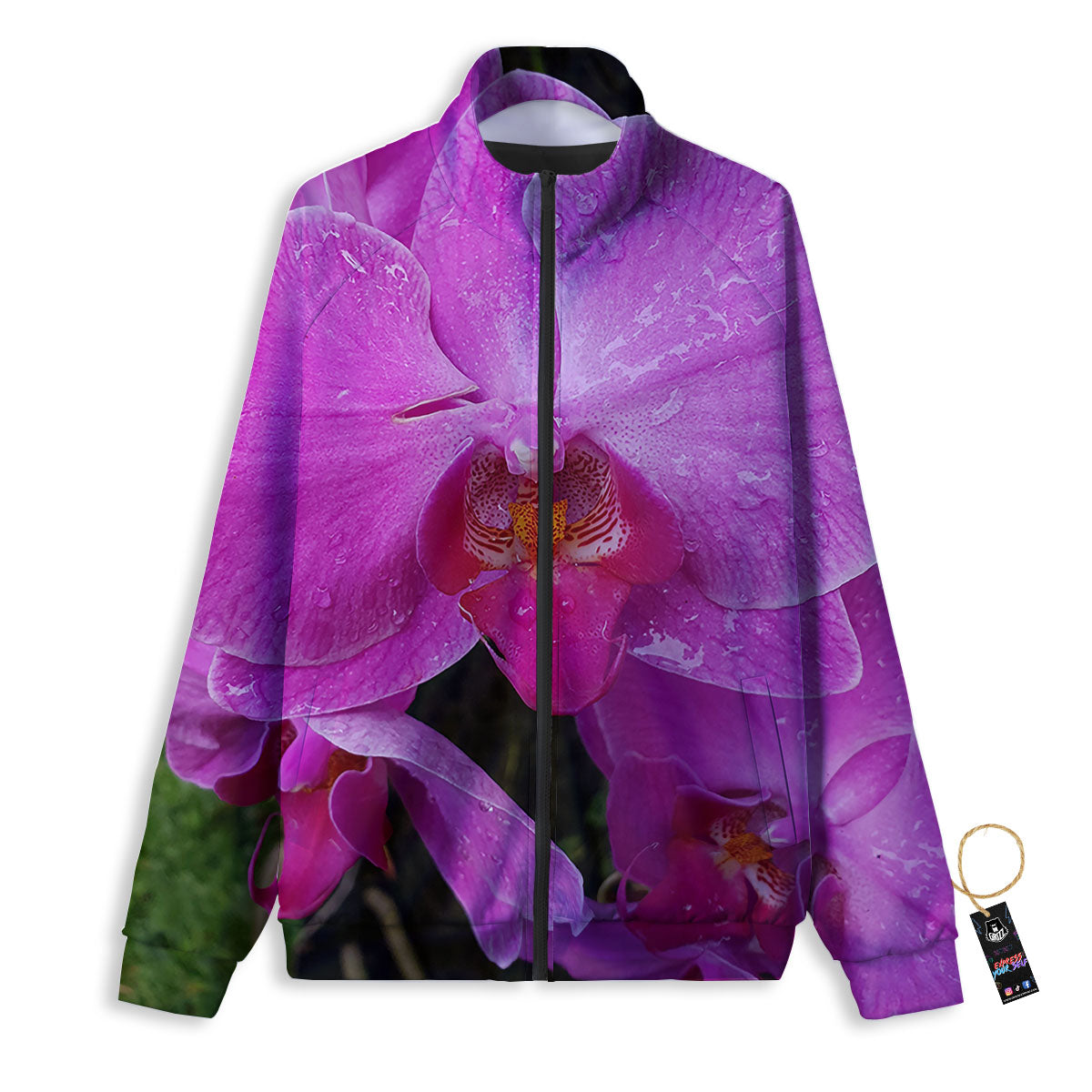 Orchid Flower Magenta Print Track Jacket-grizzshop