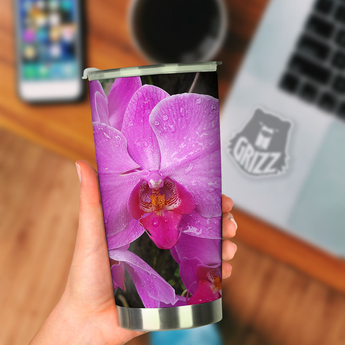 Orchid Flower Magenta Print Tumbler-grizzshop
