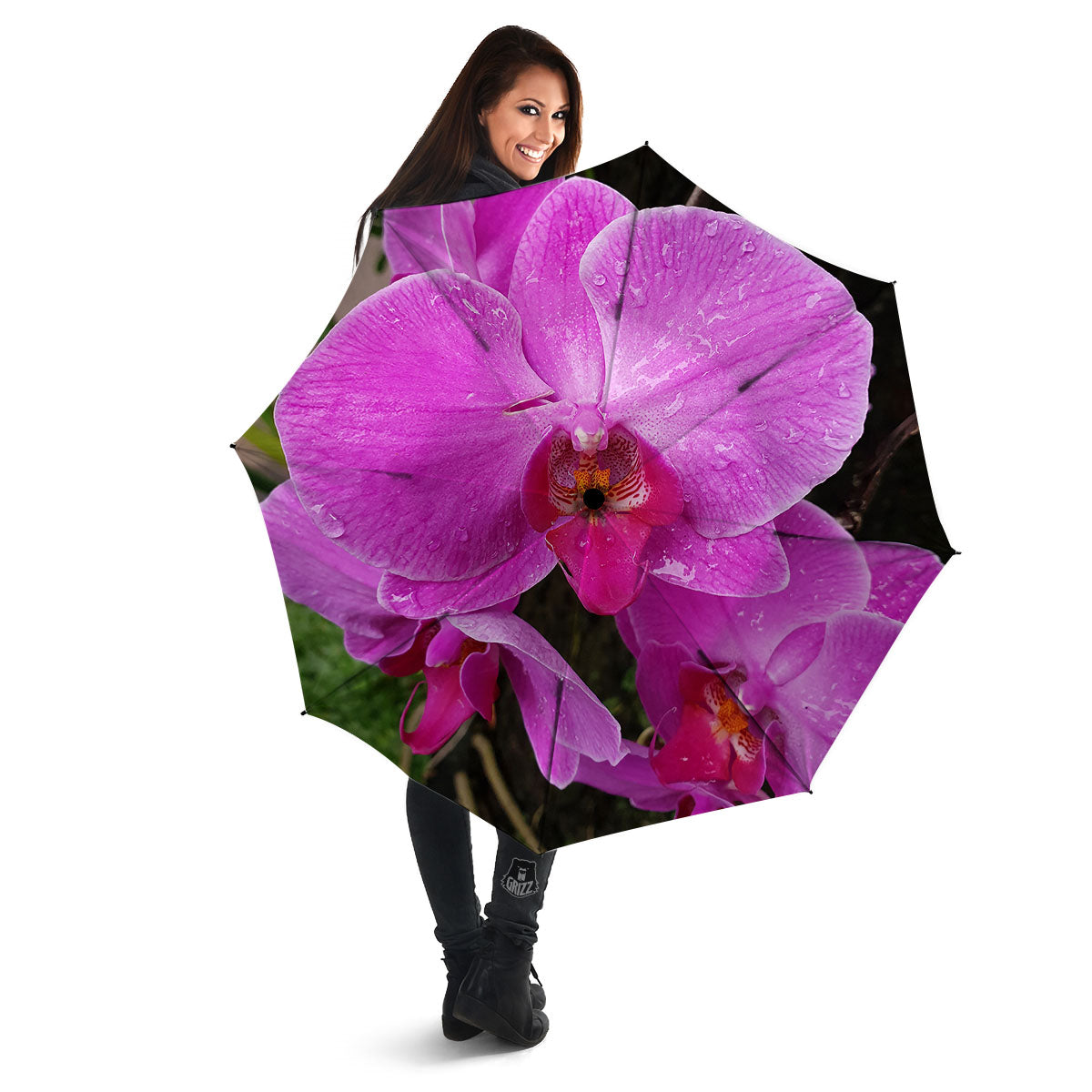 Orchid Flower Magenta Print Umbrella-grizzshop