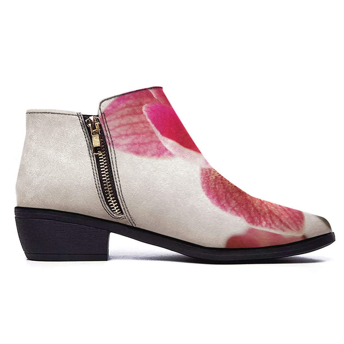 Orchid Flower Pink Print Ankle Boots-grizzshop