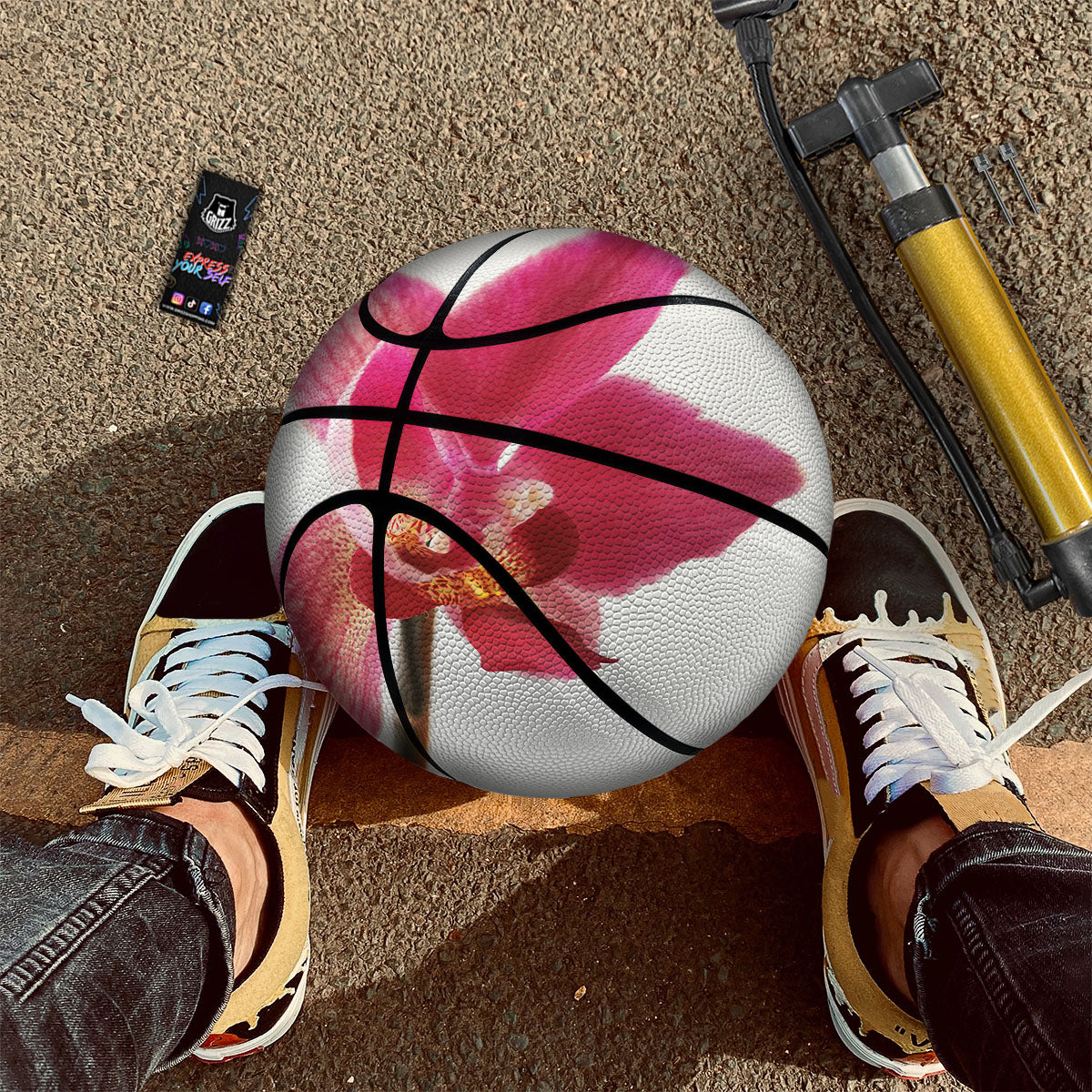 Orchid Flower Pink Print Basketball-grizzshop