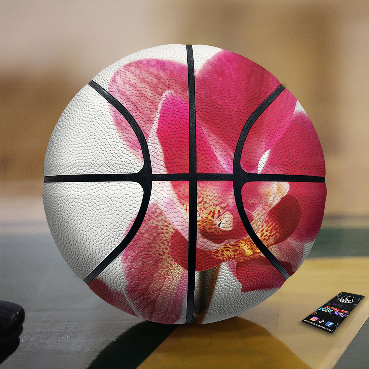 Orchid Flower Pink Print Basketball-grizzshop