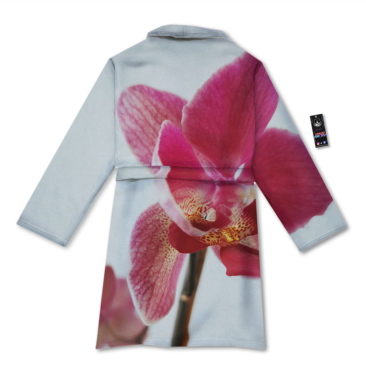 Orchid Flower Pink Print Bathrobe-grizzshop