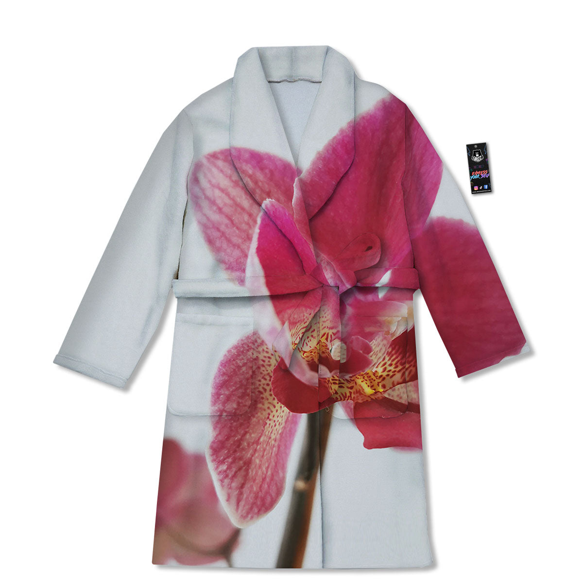 Orchid Flower Pink Print Bathrobe-grizzshop