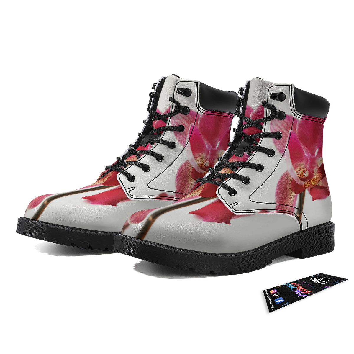 Orchid Flower Pink Print Boots-grizzshop