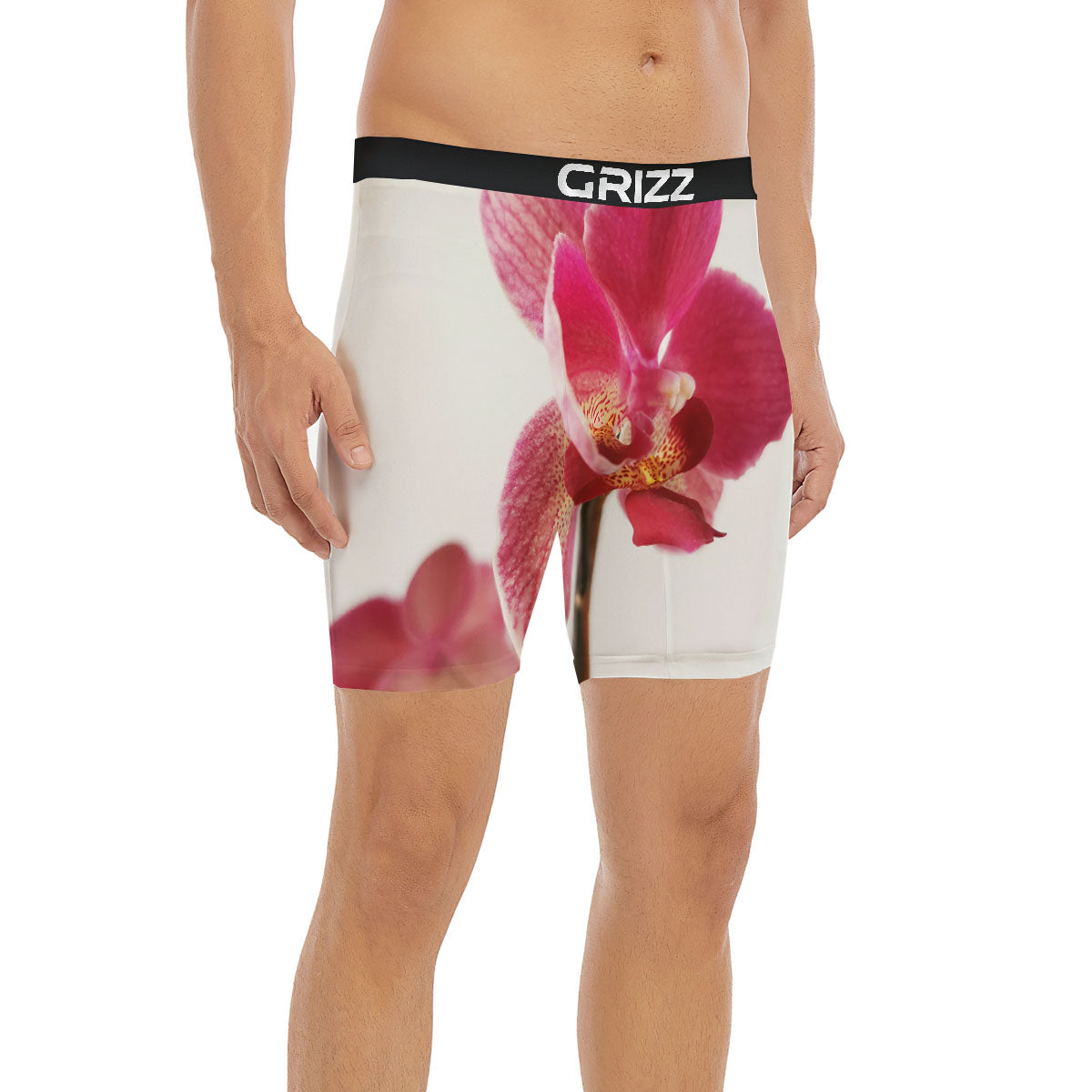 Orchid Flower Pink Print Boxer Briefs-grizzshop