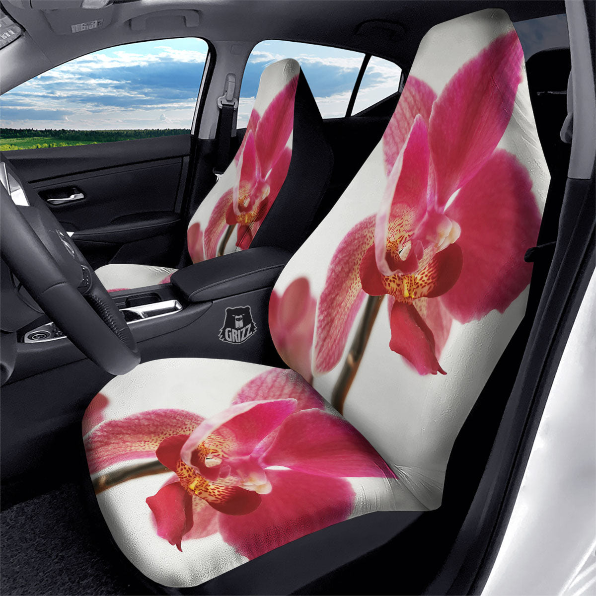 Orchid Flower Pink Print Car Seat Covers-grizzshop