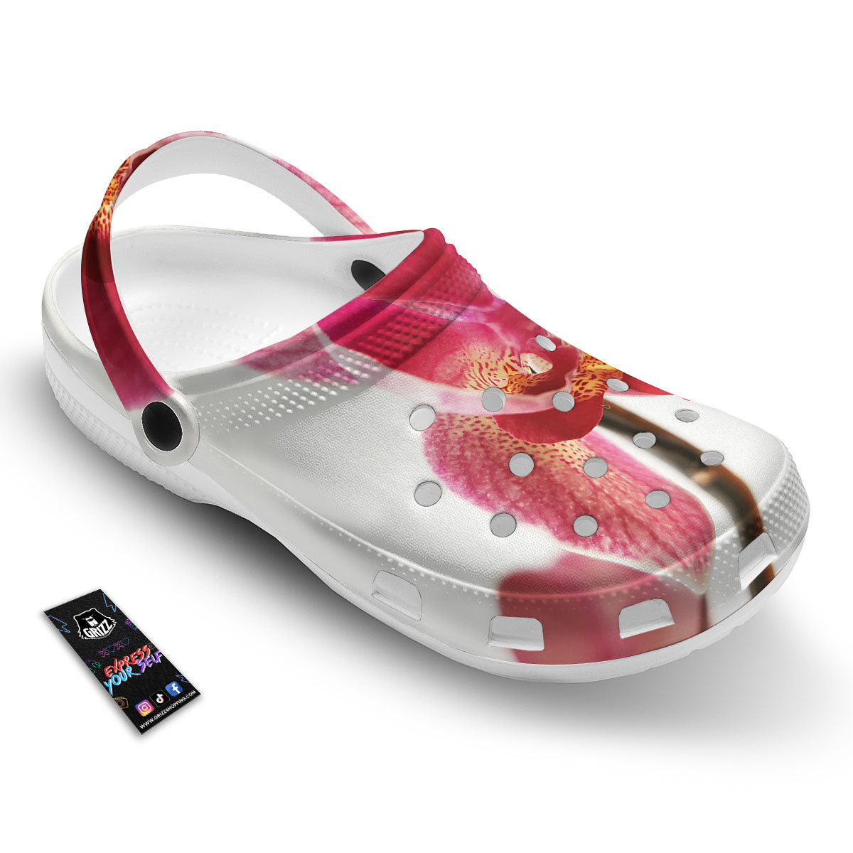 Orchid Flower Pink Print Clog-grizzshop