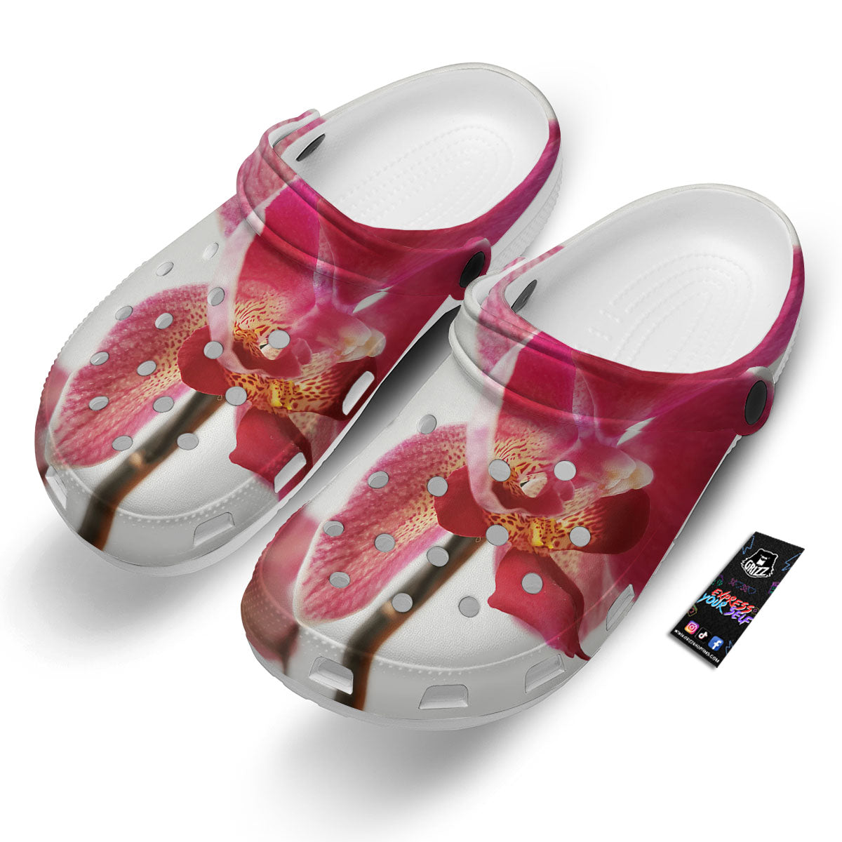 Orchid Flower Pink Print Clog-grizzshop