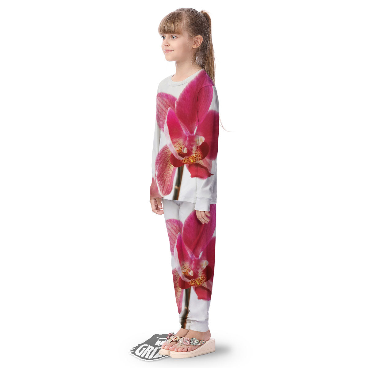 Orchid Flower Pink Print Kid's Pajamas-grizzshop