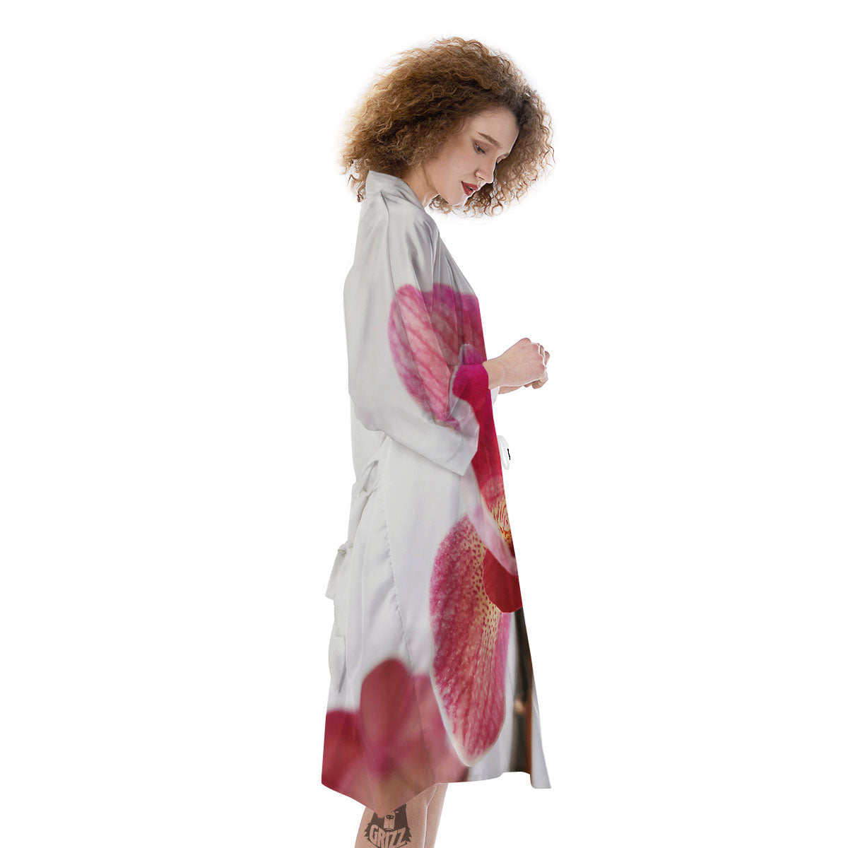 Orchid Flower Pink Print Kimono-grizzshop