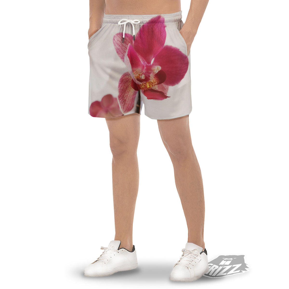 Orchid Flower Pink Print Men's Gym Shorts-grizzshop
