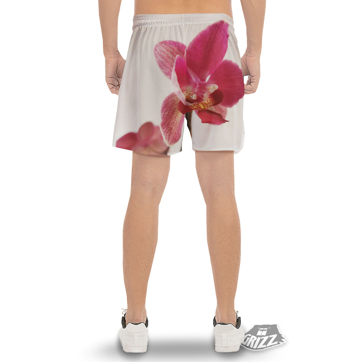 Orchid Flower Pink Print Men's Gym Shorts-grizzshop