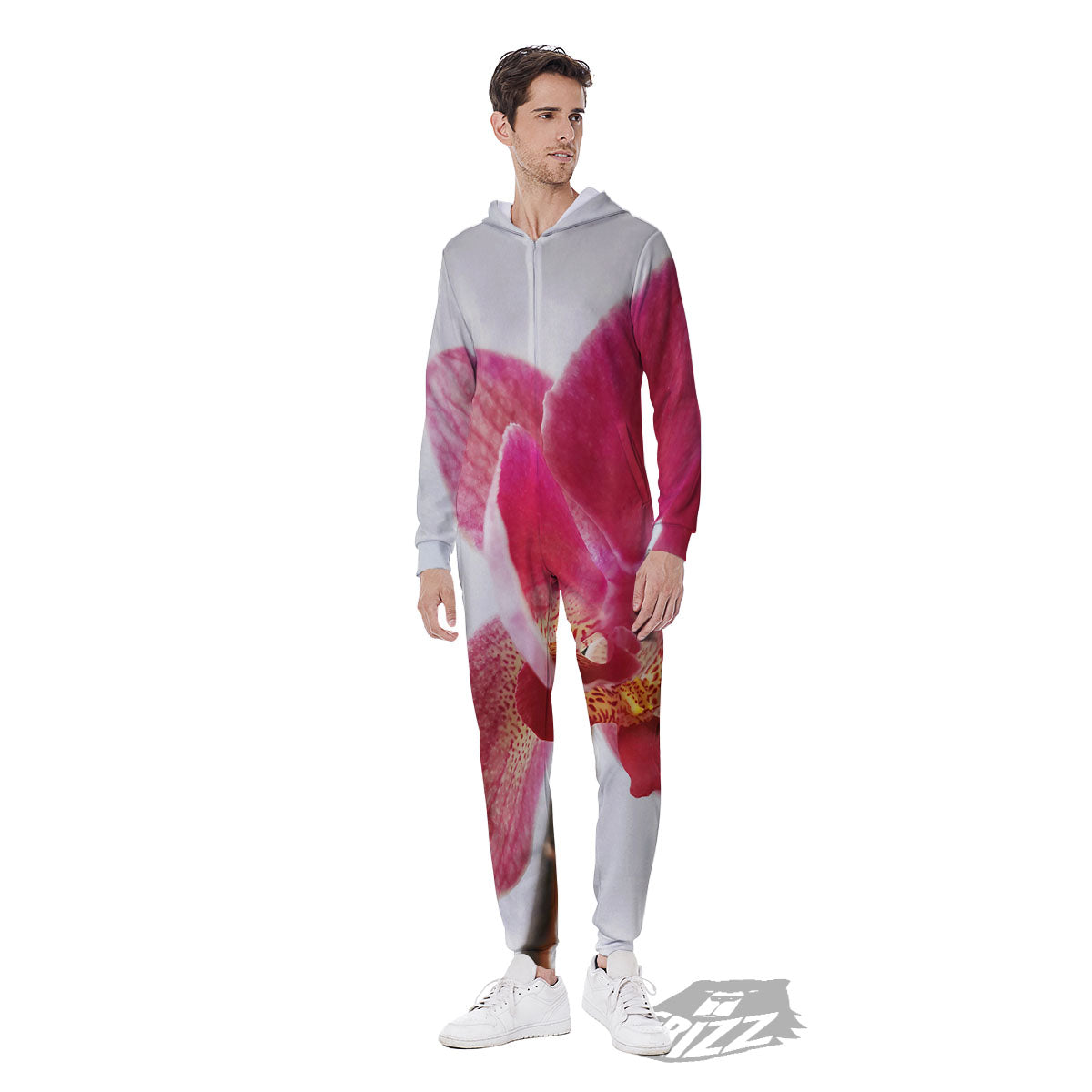 Orchid Flower Pink Print Men's Jumpsuit-grizzshop