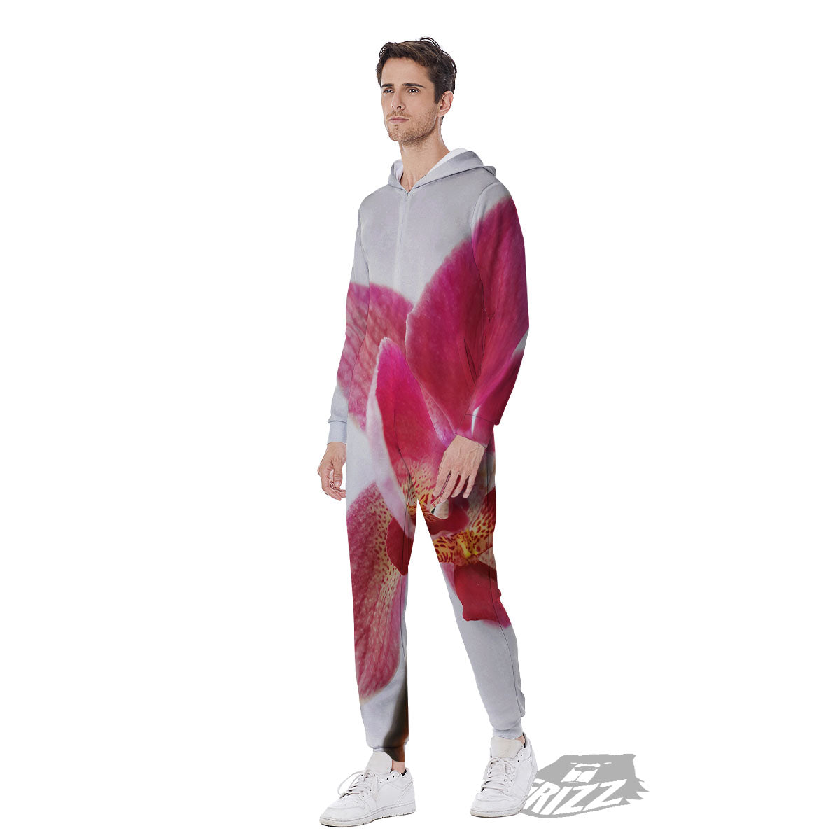 Orchid Flower Pink Print Men's Jumpsuit-grizzshop
